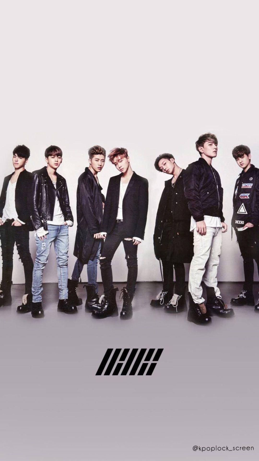 IKon, logo, seven stylish young men, Full HD Phone Wallpaper