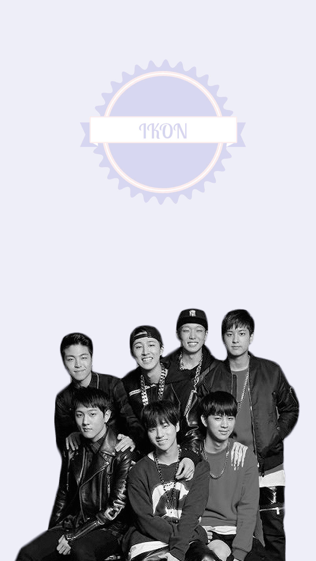 IKON, black and white, light purple background, Full HD Phone Wallpaper