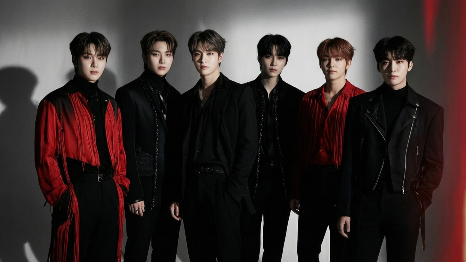 monochrome red ikon, iKon, black and red outfits, Full HD Desktop Wallpaper