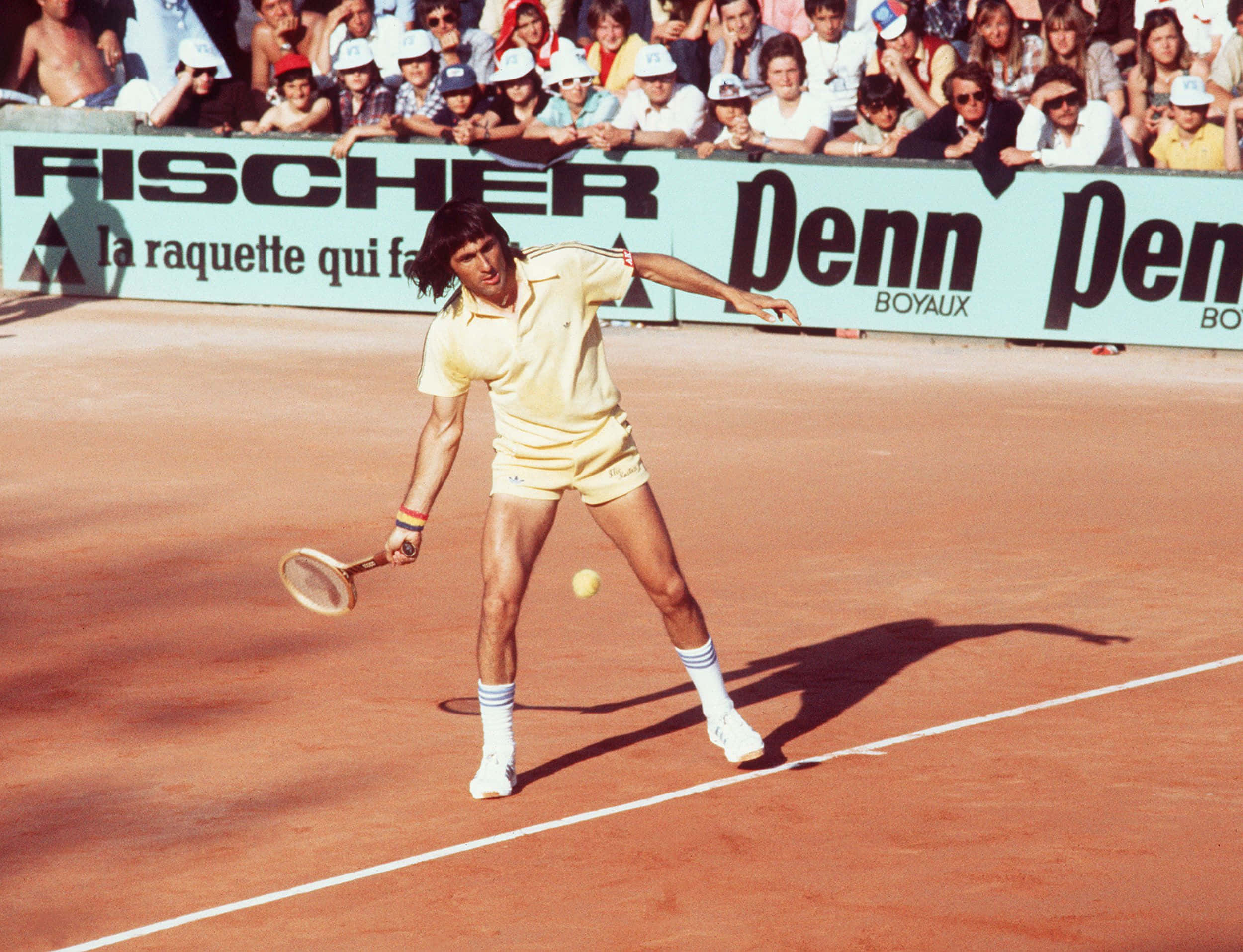 Ilie Năstase, lawn tennis, yellow outfit, Full HD Desktop Wallpaper