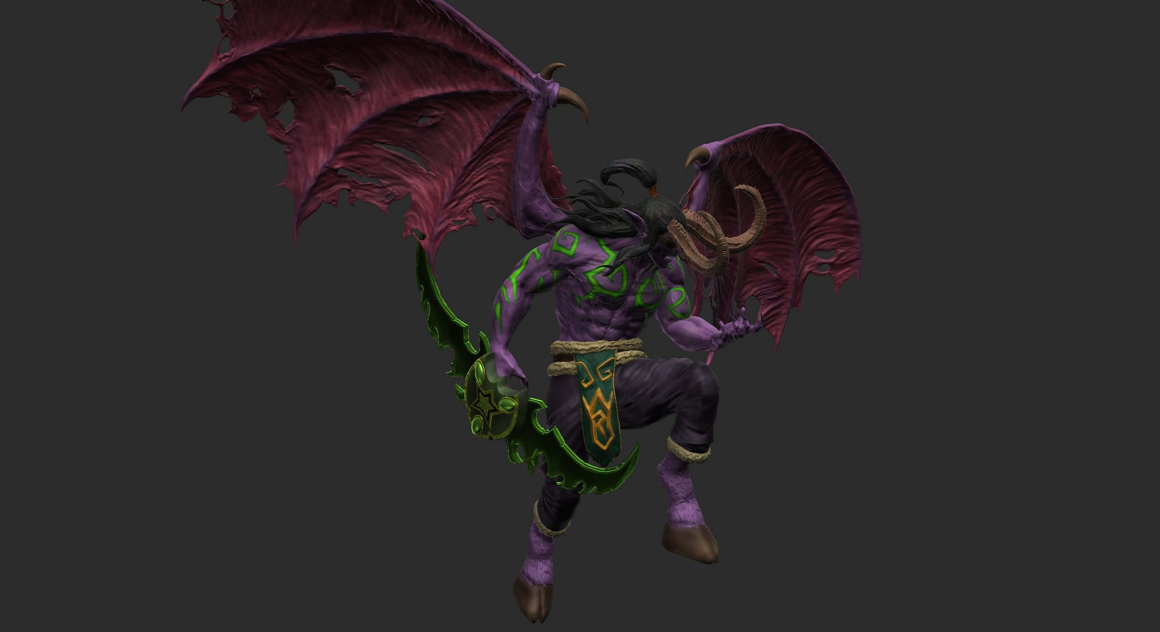 Illidan Stormrage, purple demon, bat-like wings, Full HD Desktop Wallpaper
