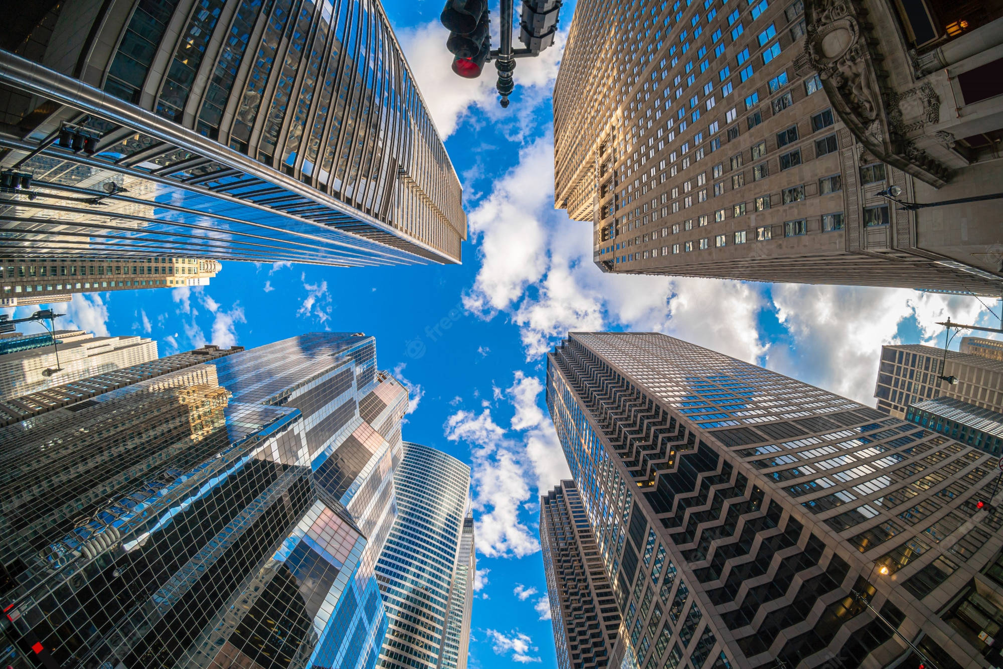 Illinois, skyscrapers, bright blue sky, Full HD Desktop Wallpaper