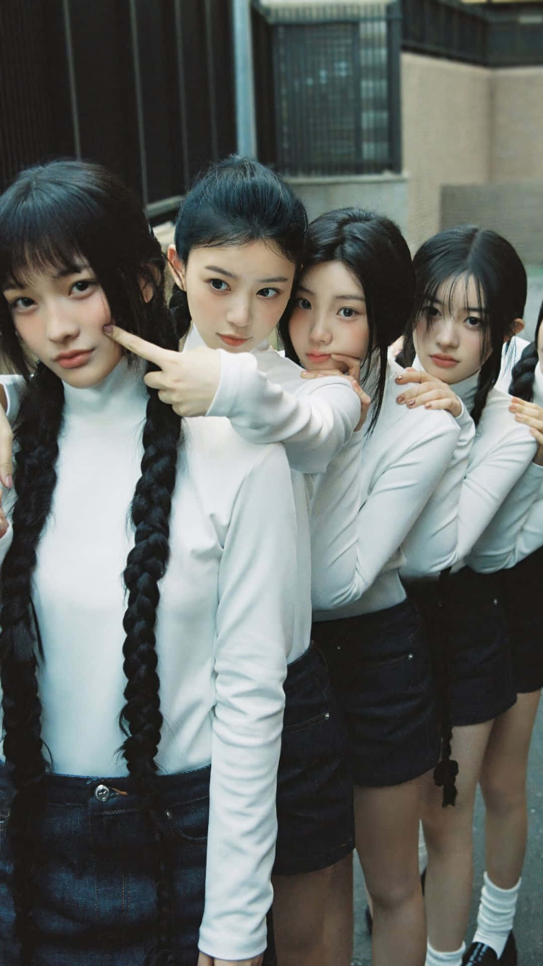Illit, girl group, white tops, Full HD Phone Wallpaper