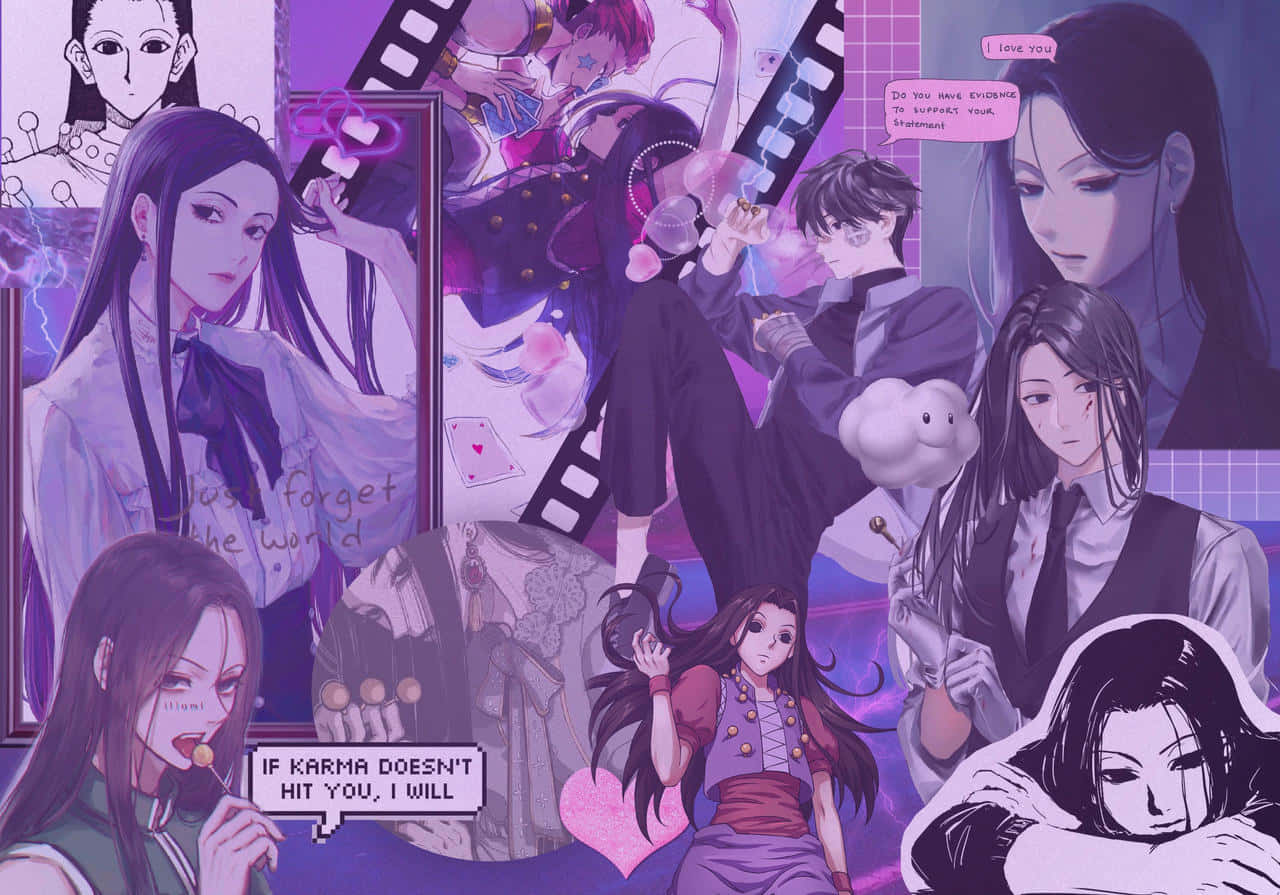 Illumi Zoldyck, anime collage, film strips, HD Desktop Wallpaper