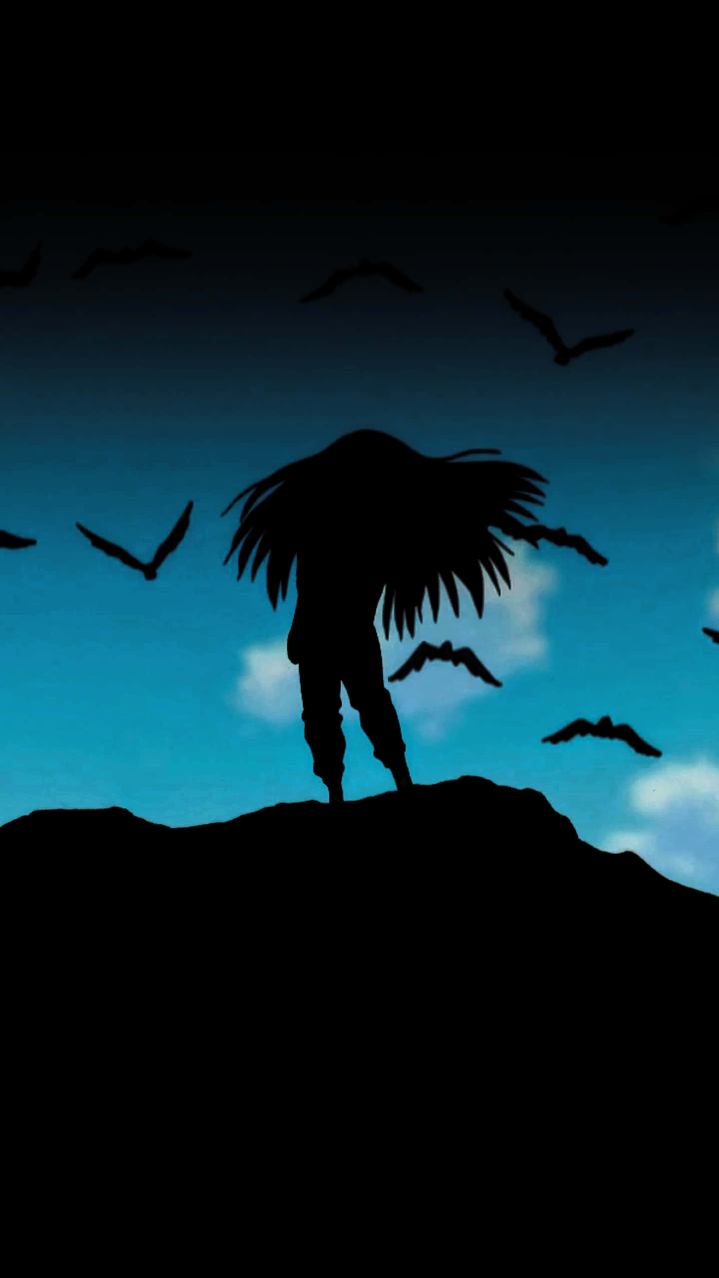 Illumi Zoldyck, silhouette, long hair, 2K Phone Wallpaper