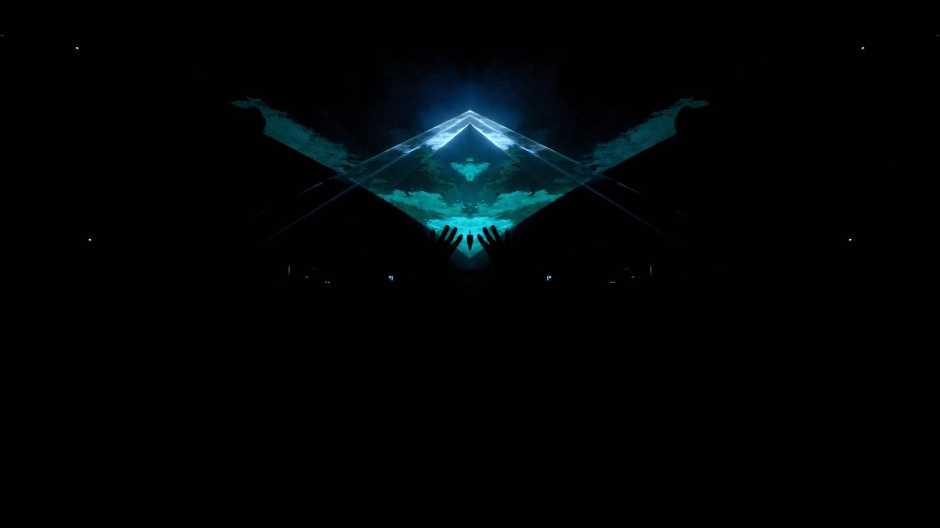 Illuminati, glowing blue geometric portal, mirrored wings, Full HD Desktop Wallpaper
