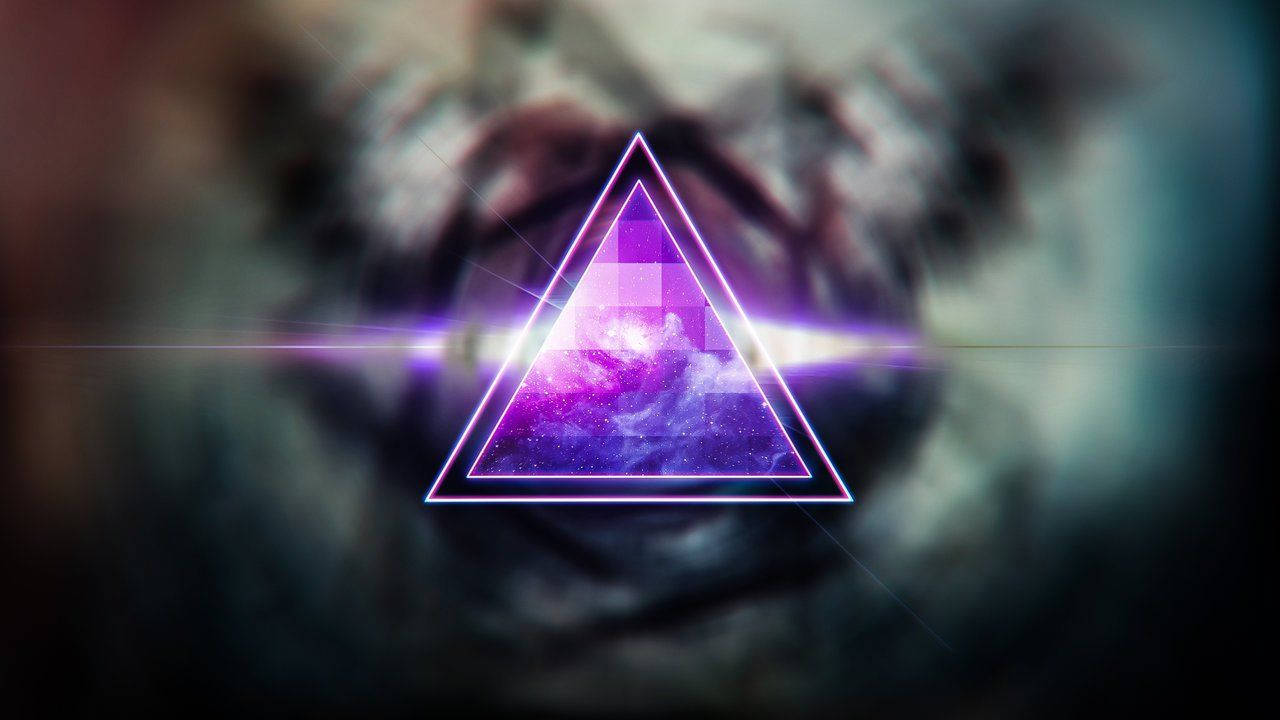 Illuminati, purple triangle, glowing purple triangle, HD Desktop Wallpaper