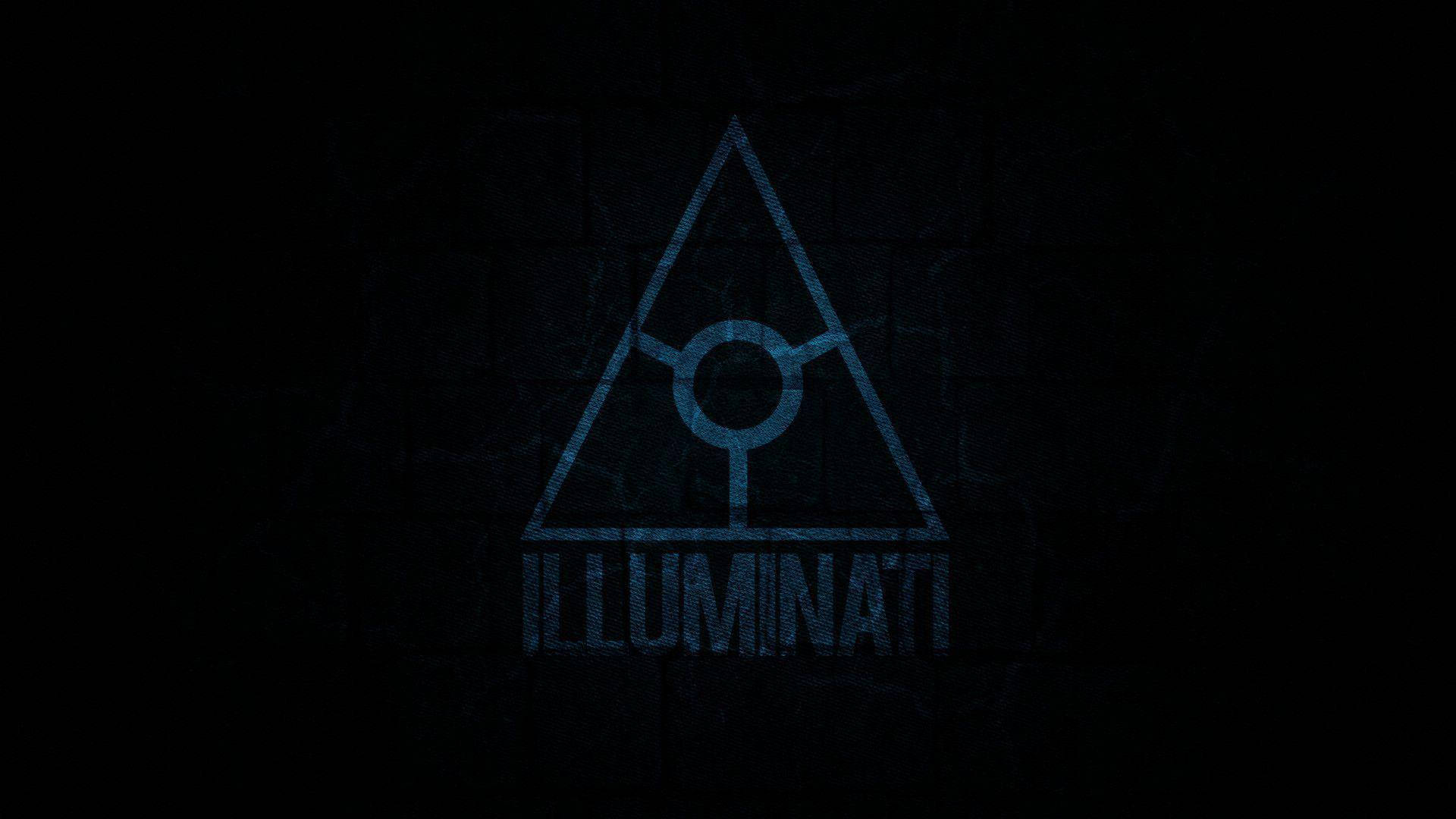 Illuminati, glowing blue, dark textured wall, Full HD Desktop Wallpaper