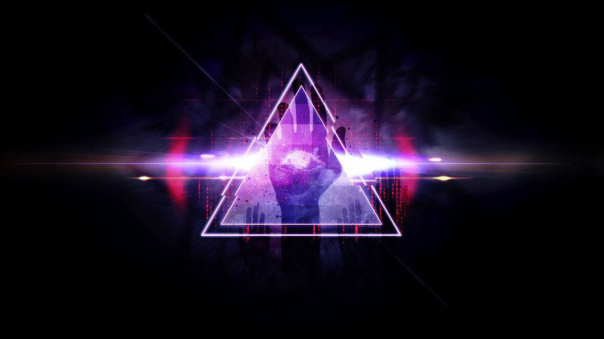 Illuminati, dark purple triangle, glowing eye, SD Desktop Wallpaper