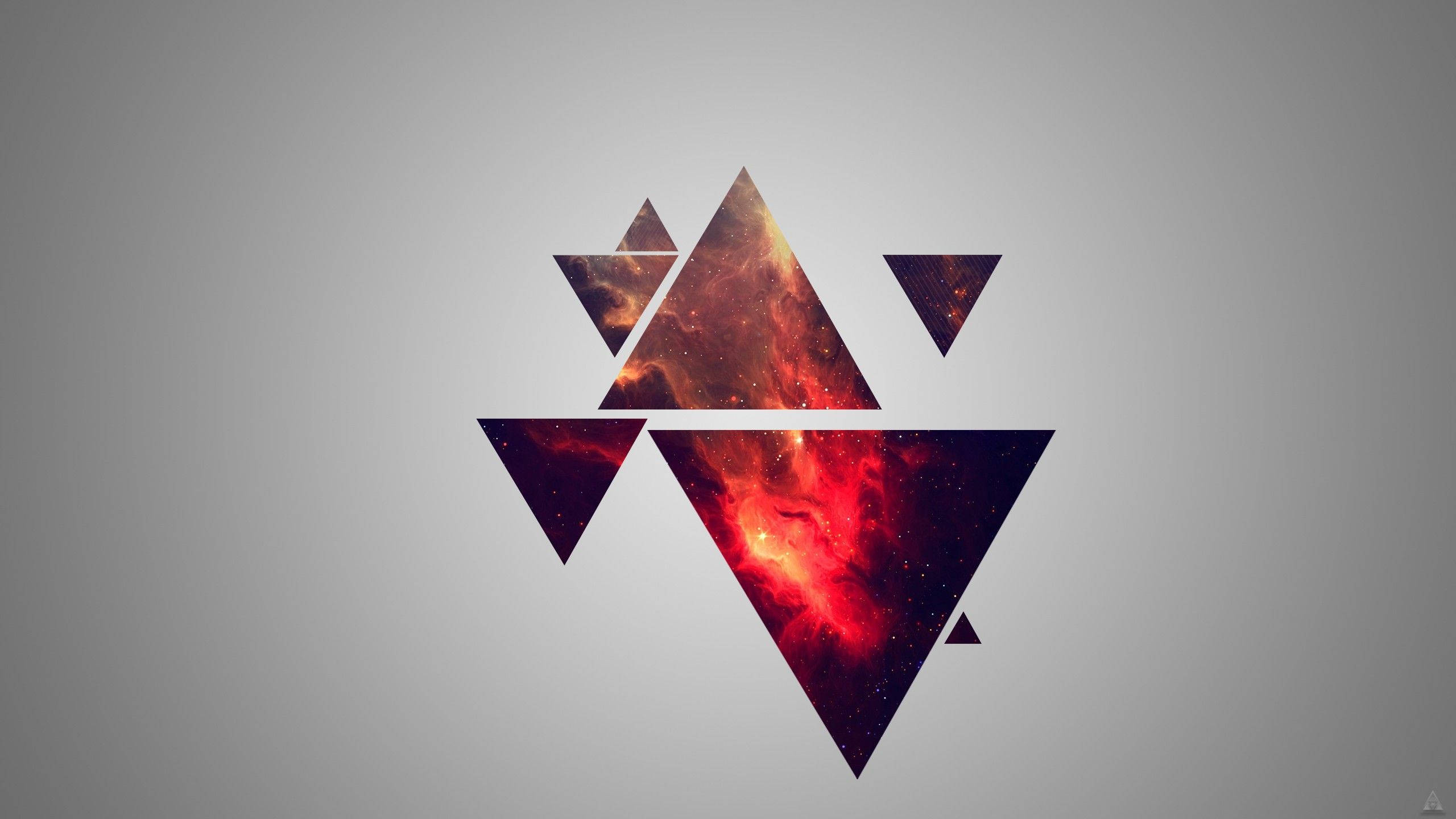 Illuminati, minimalist triangle, fiery cosmic nebulae, 2K Desktop Wallpaper