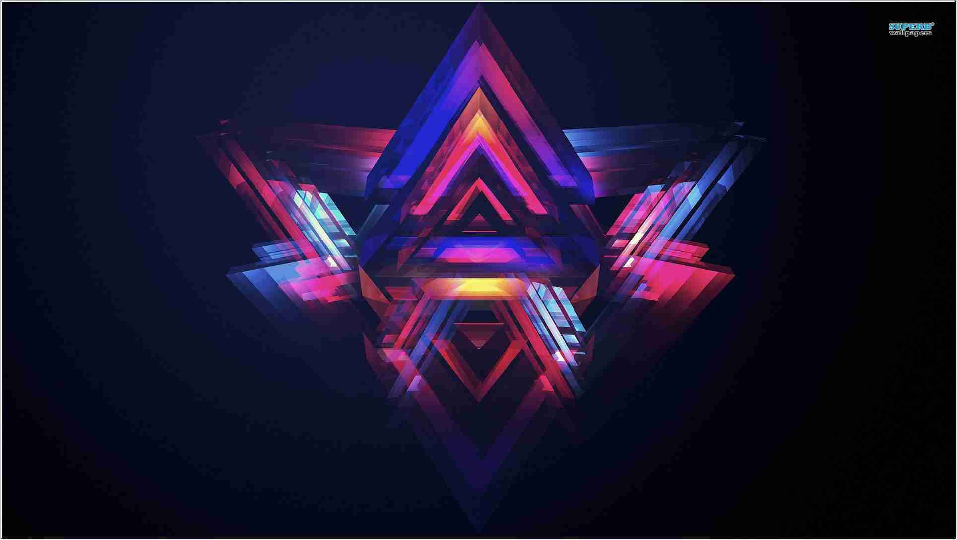 Illuminati, neon colored triangle, glowing neon geometric starburst, Full HD Desktop Wallpaper