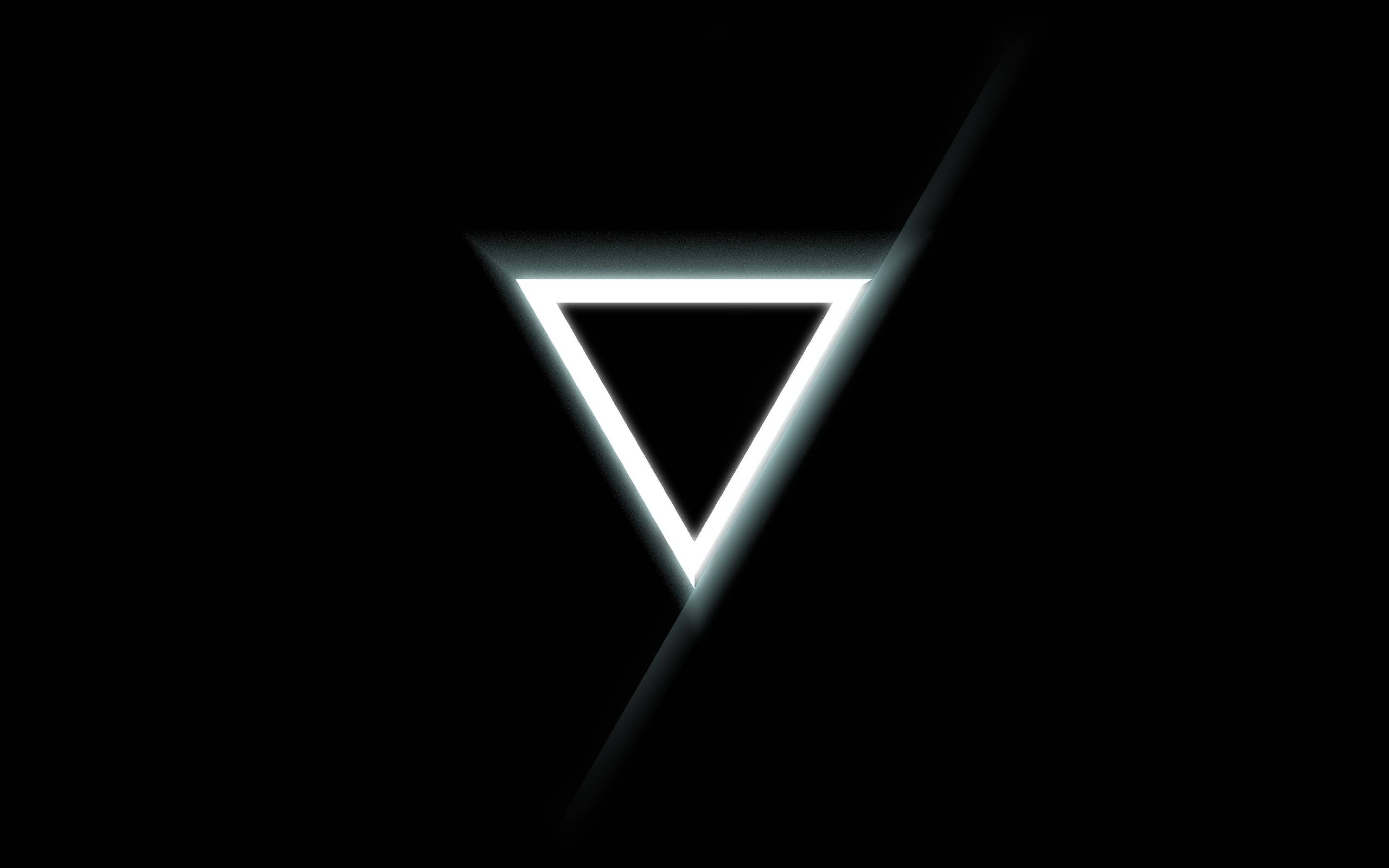 Illuminati, inverted white triangle, glowing white triangular outline, 4K Desktop Wallpaper