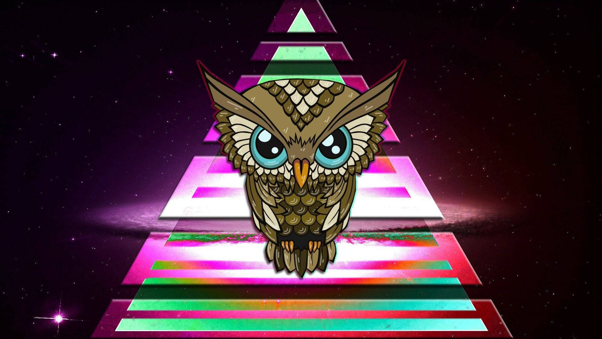 Illuminati, colorful triangle, owl, Full HD Desktop Wallpaper