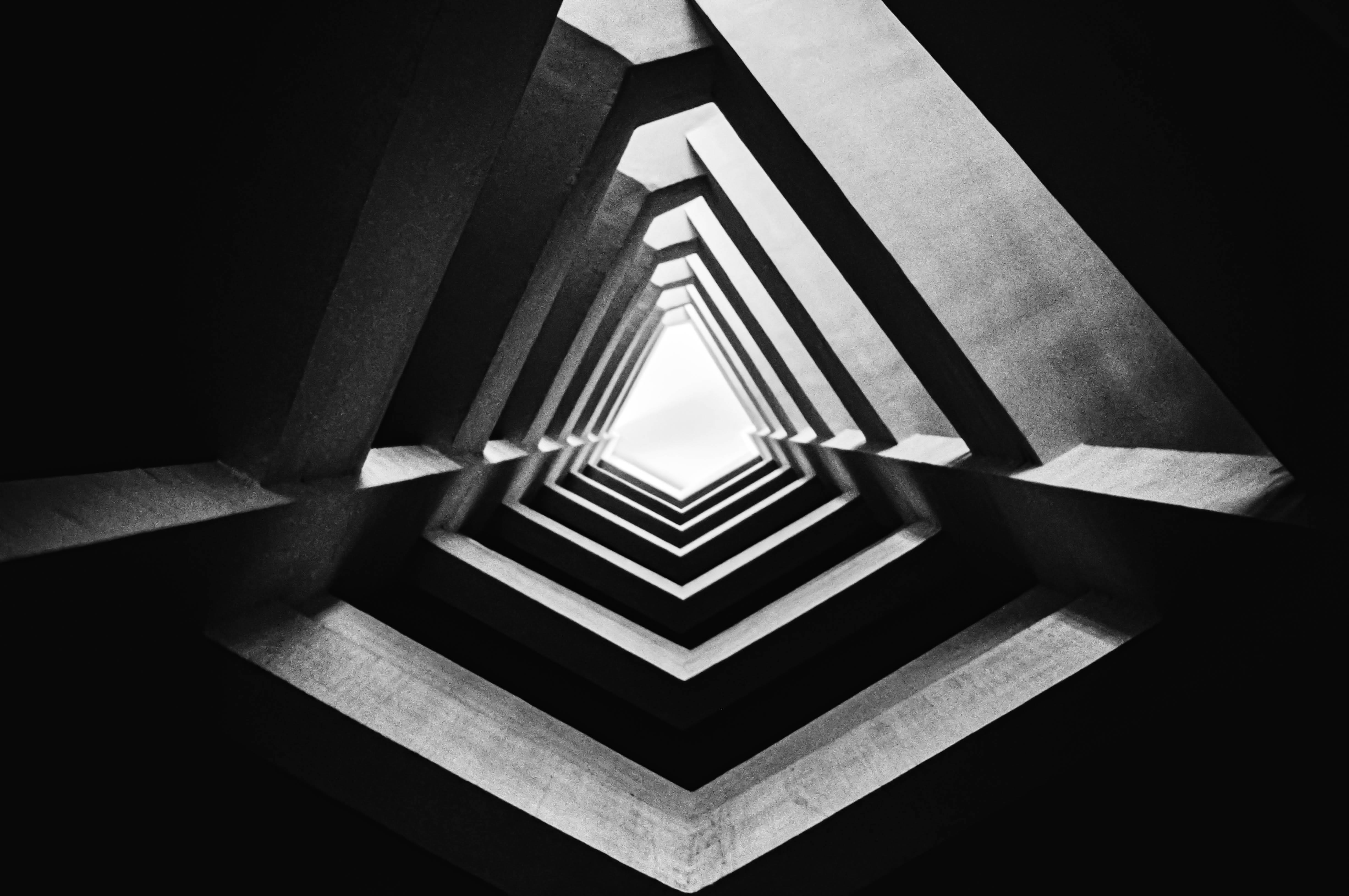 Illusion, grayscale, concrete, 4K Desktop Wallpaper