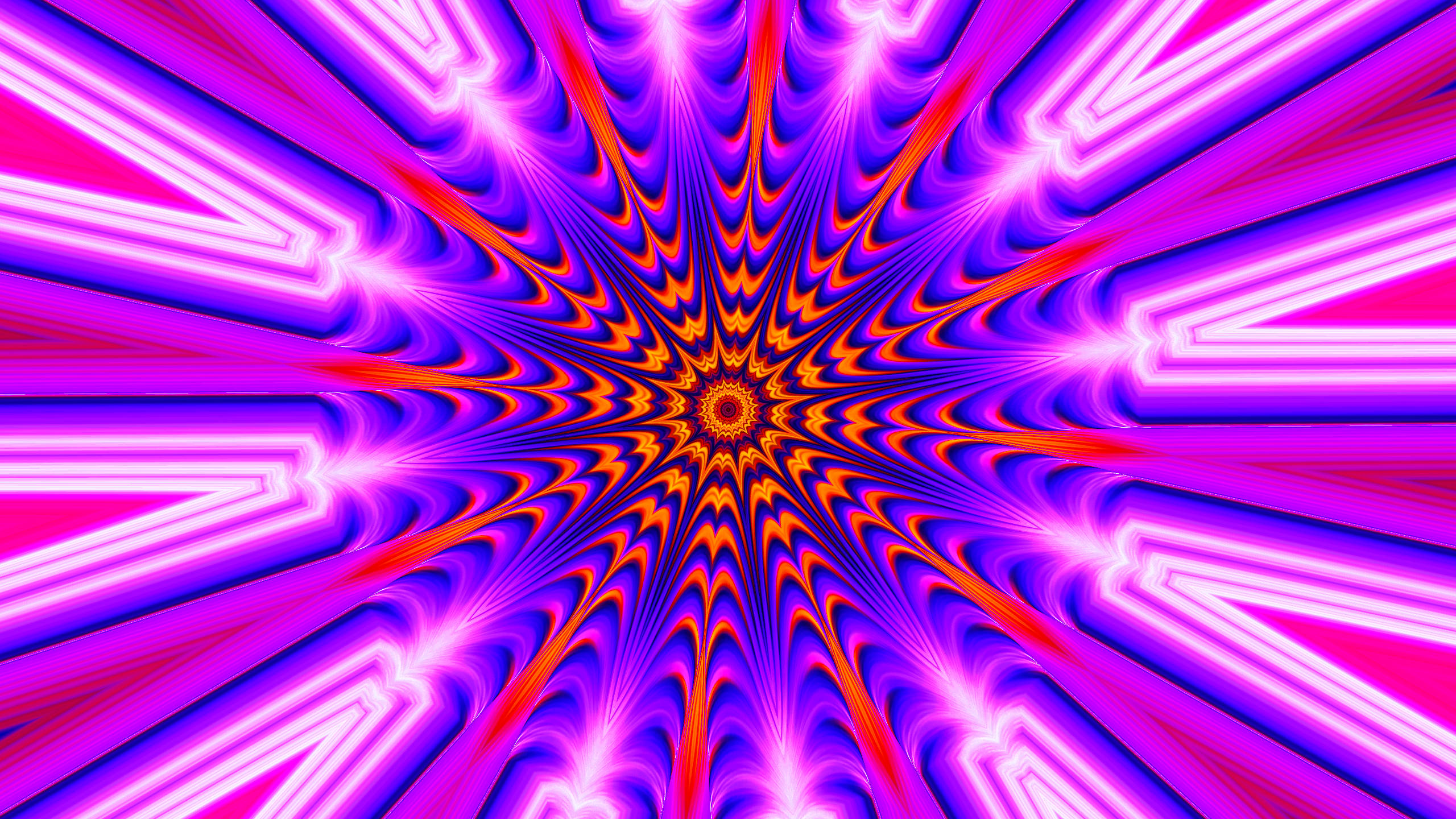 Illusion, abstract kaleidoscope, neon purple, 2K Desktop Wallpaper