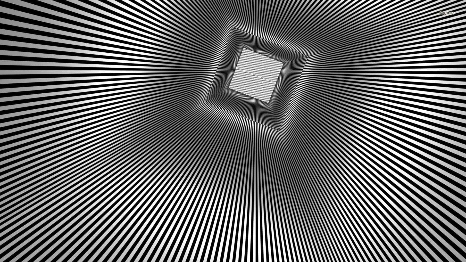Endless Room Corridor, cool optical illusions, black and white radial lines, Full HD Desktop Wallpaper