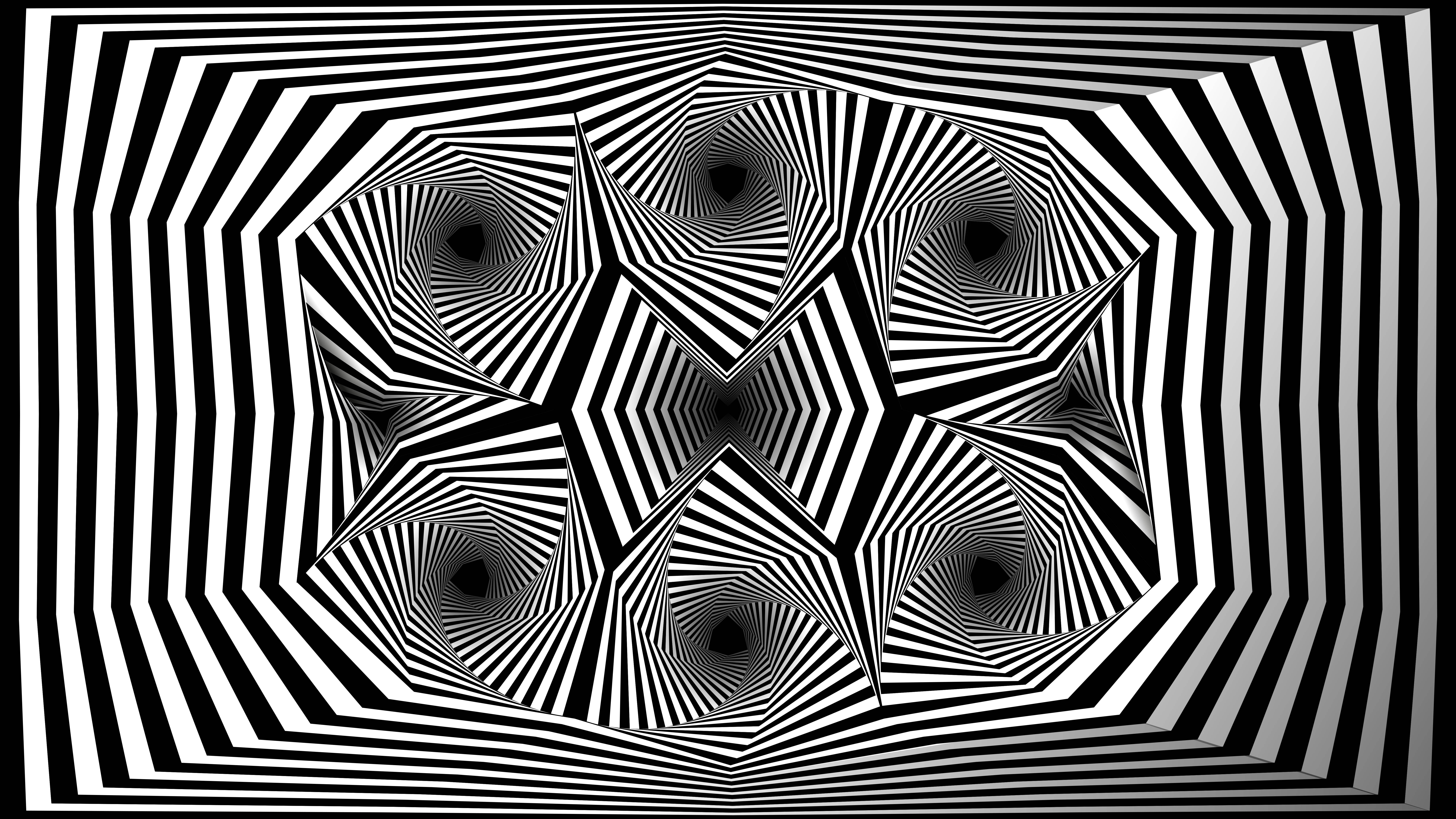 Illusion, black and white, optical illusion, 8K Desktop Wallpaper