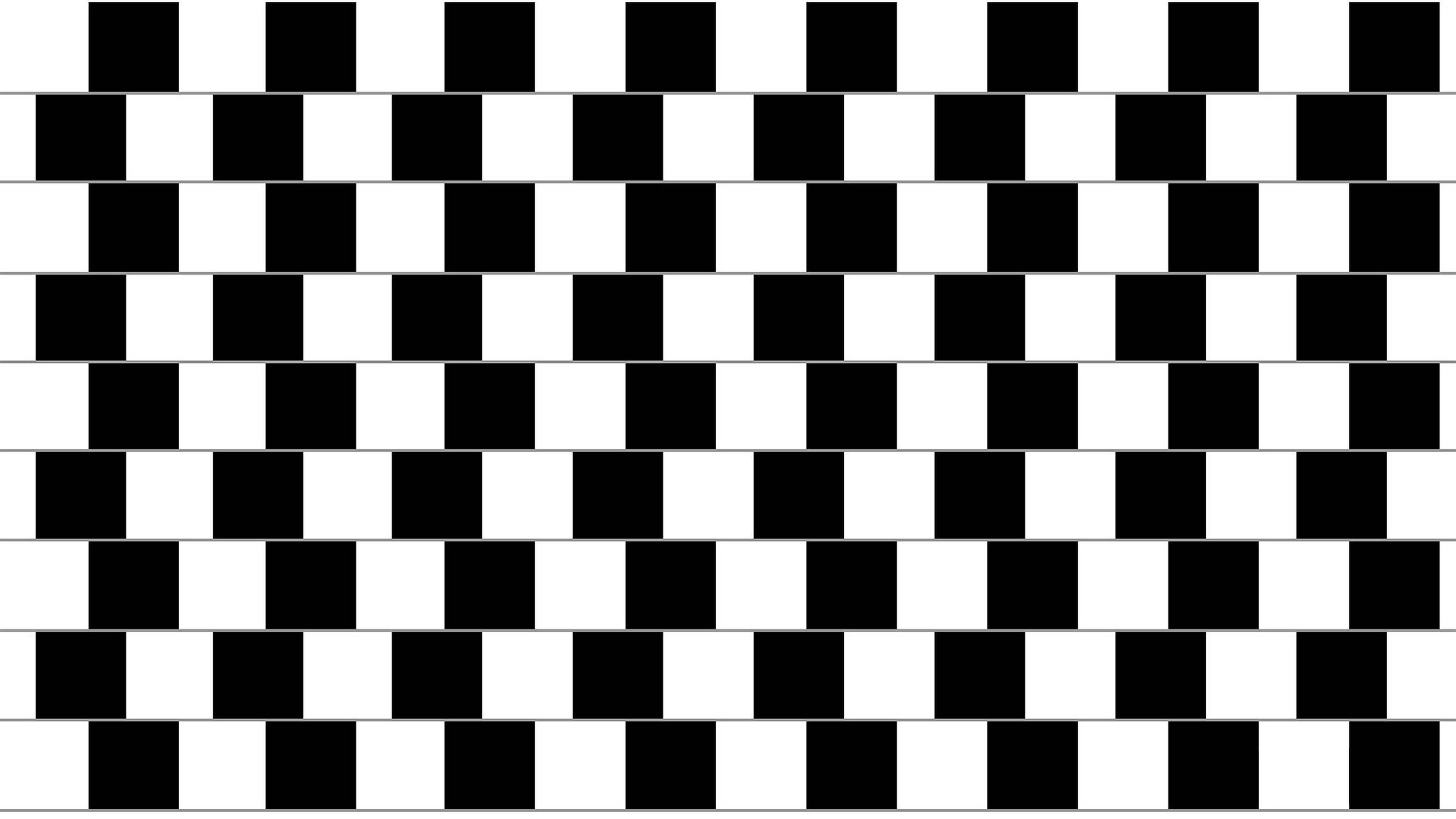 Illusion, black and white checkerboard pattern, alternating squares, 2K Desktop Wallpaper