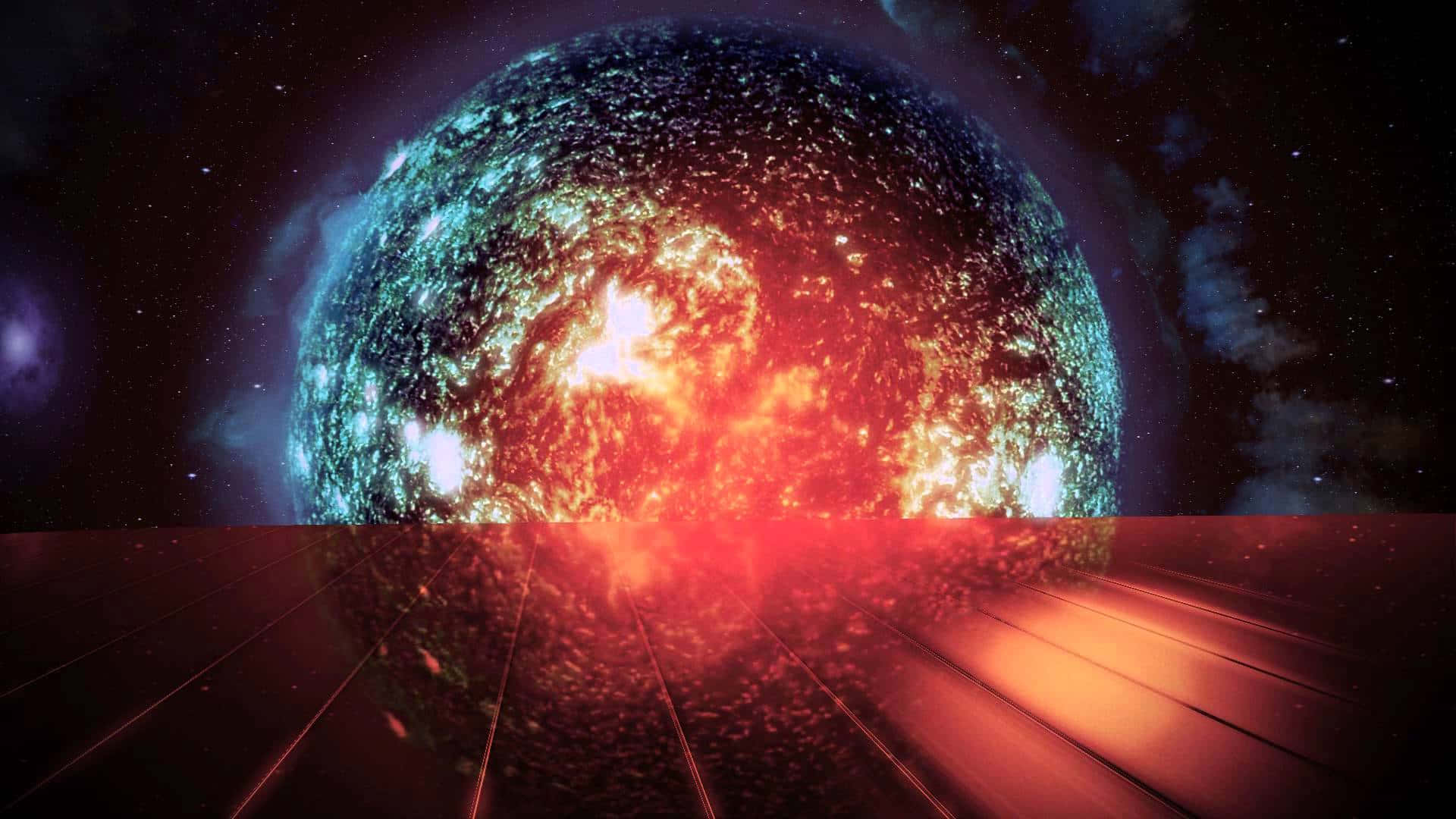 Illusive Man, cosmic sphere, fiery orange, Full HD Desktop Wallpaper