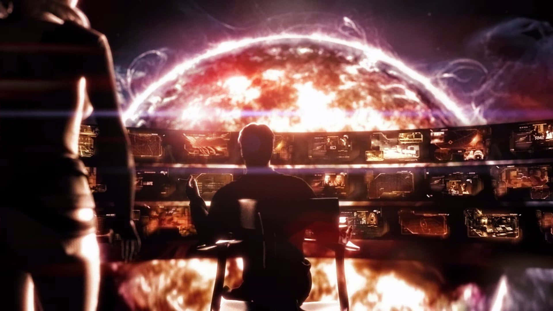 Illusive Man, curved window, glowing control panels, Full HD Desktop Wallpaper