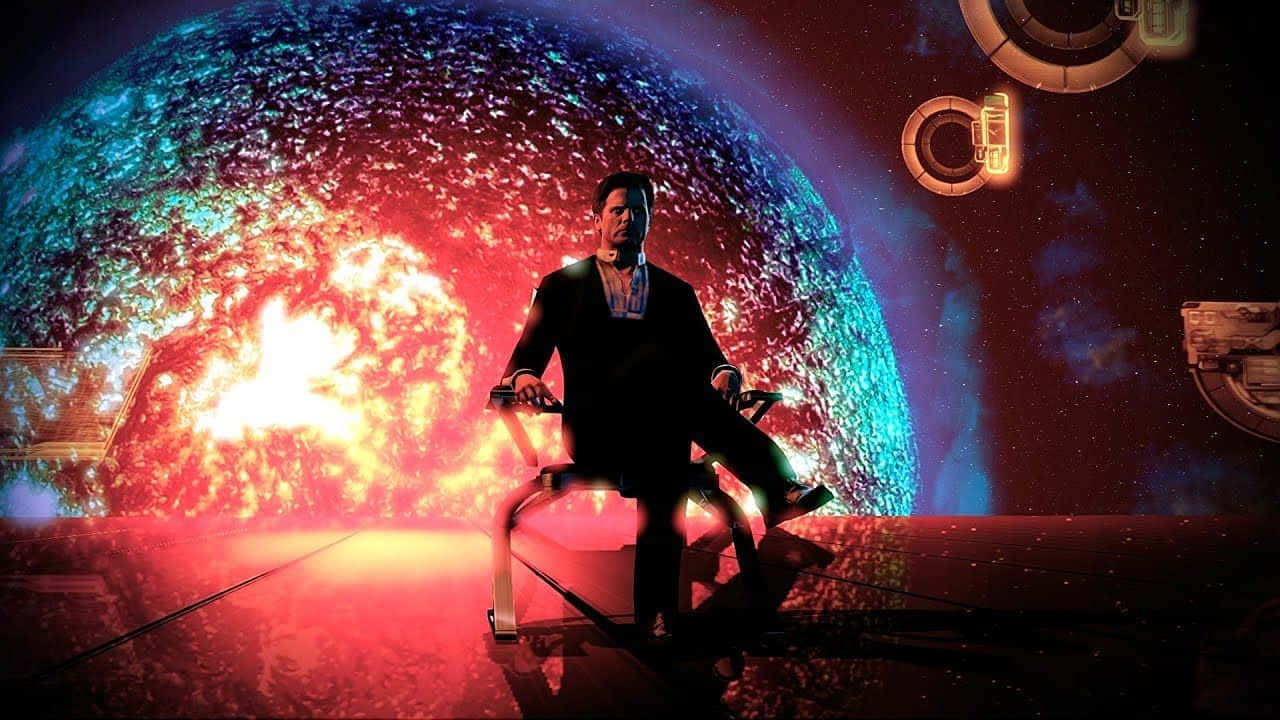 Illusive Man, futuristic chair, cosmic backdrop, HD Desktop Wallpaper