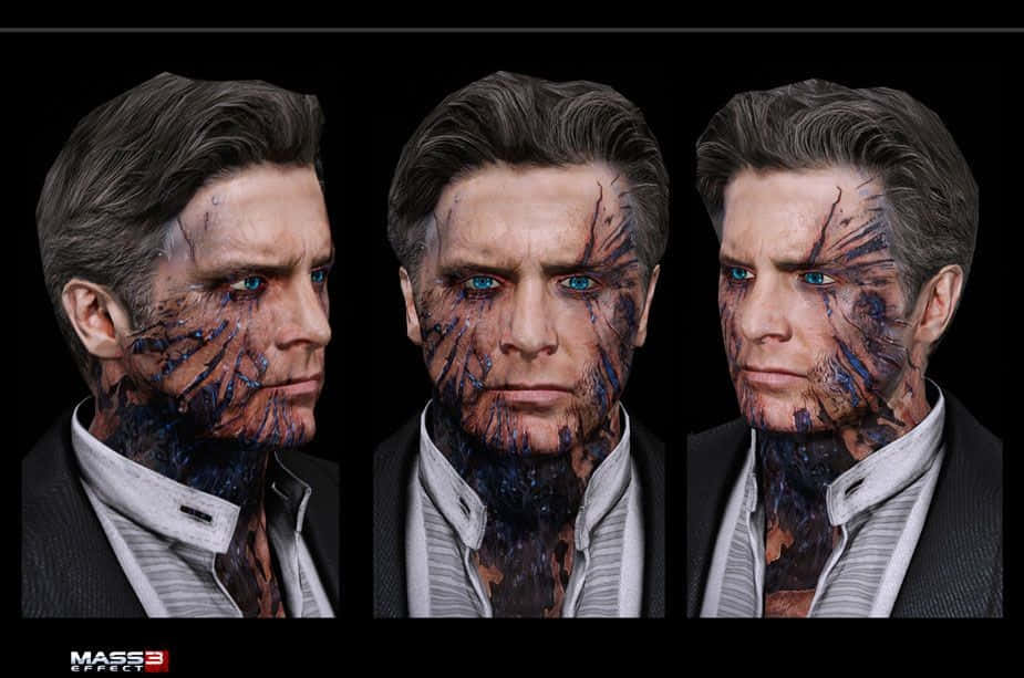 Illusive Man, blue eyes, dark hair, SD Desktop Wallpaper