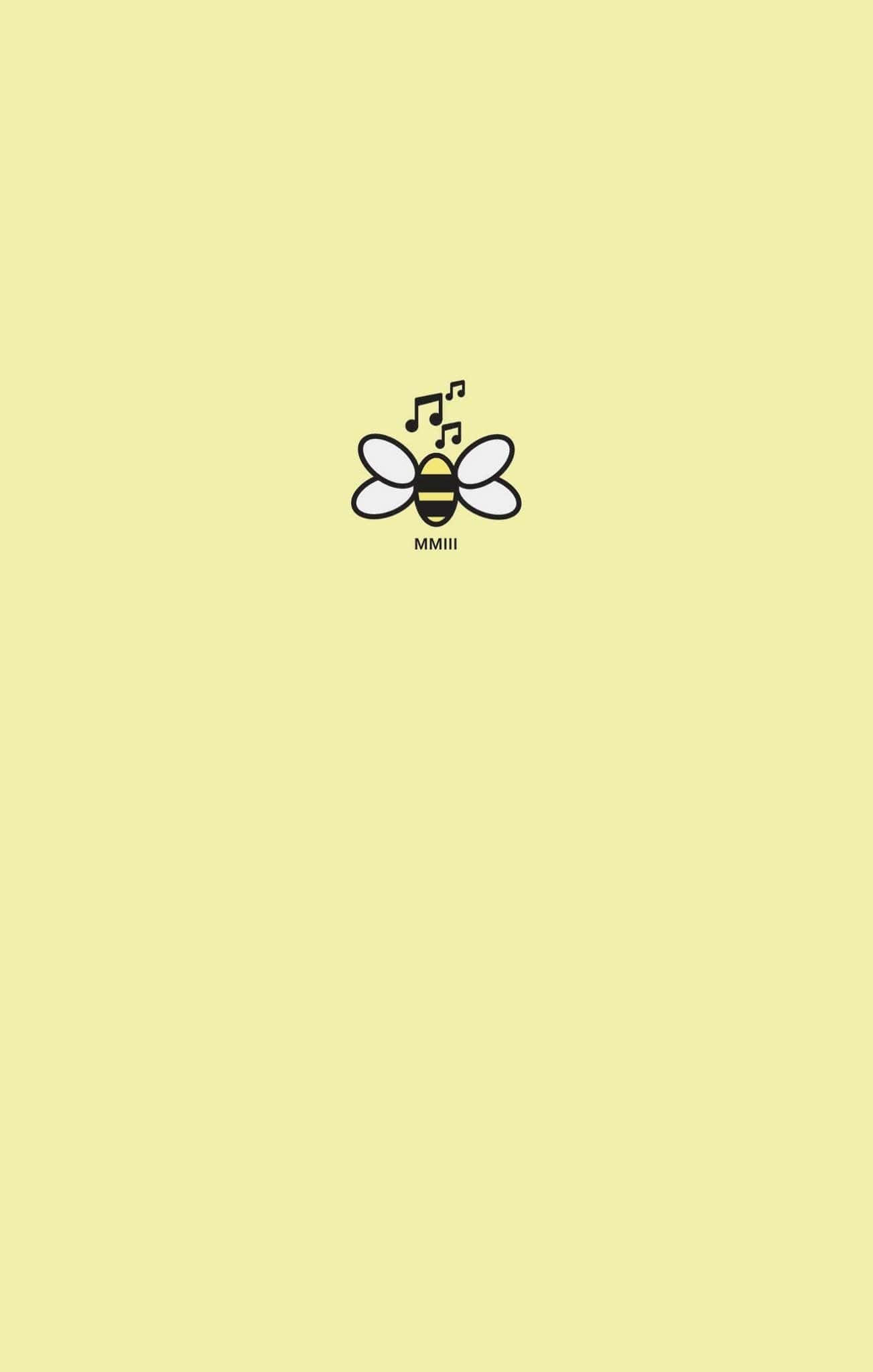 yellow aesthetic phone, bee icon, musical notes, Full HD Phone Wallpaper