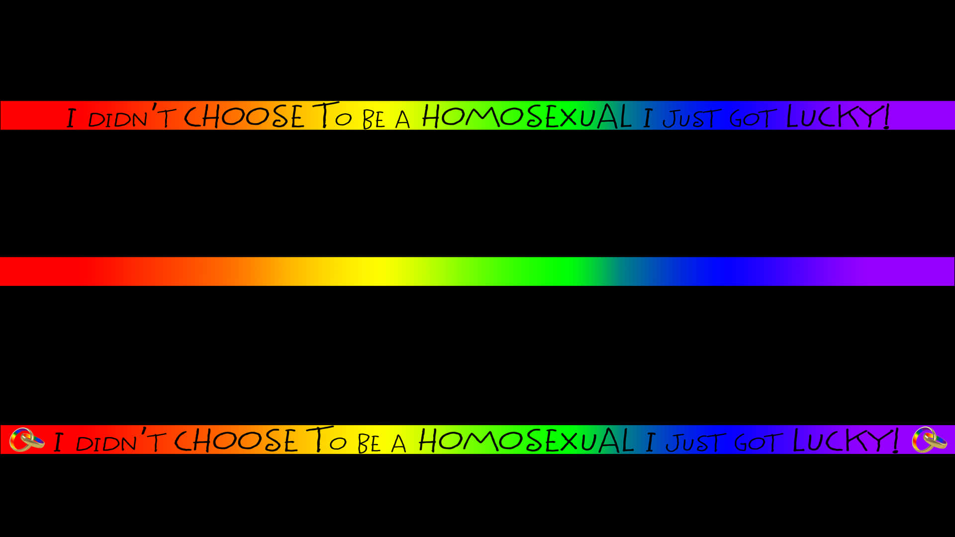 rainbow stripes, I didn't choose to be a homosexual I just got lucky!, handwritten text, Full HD Desktop Wallpaper