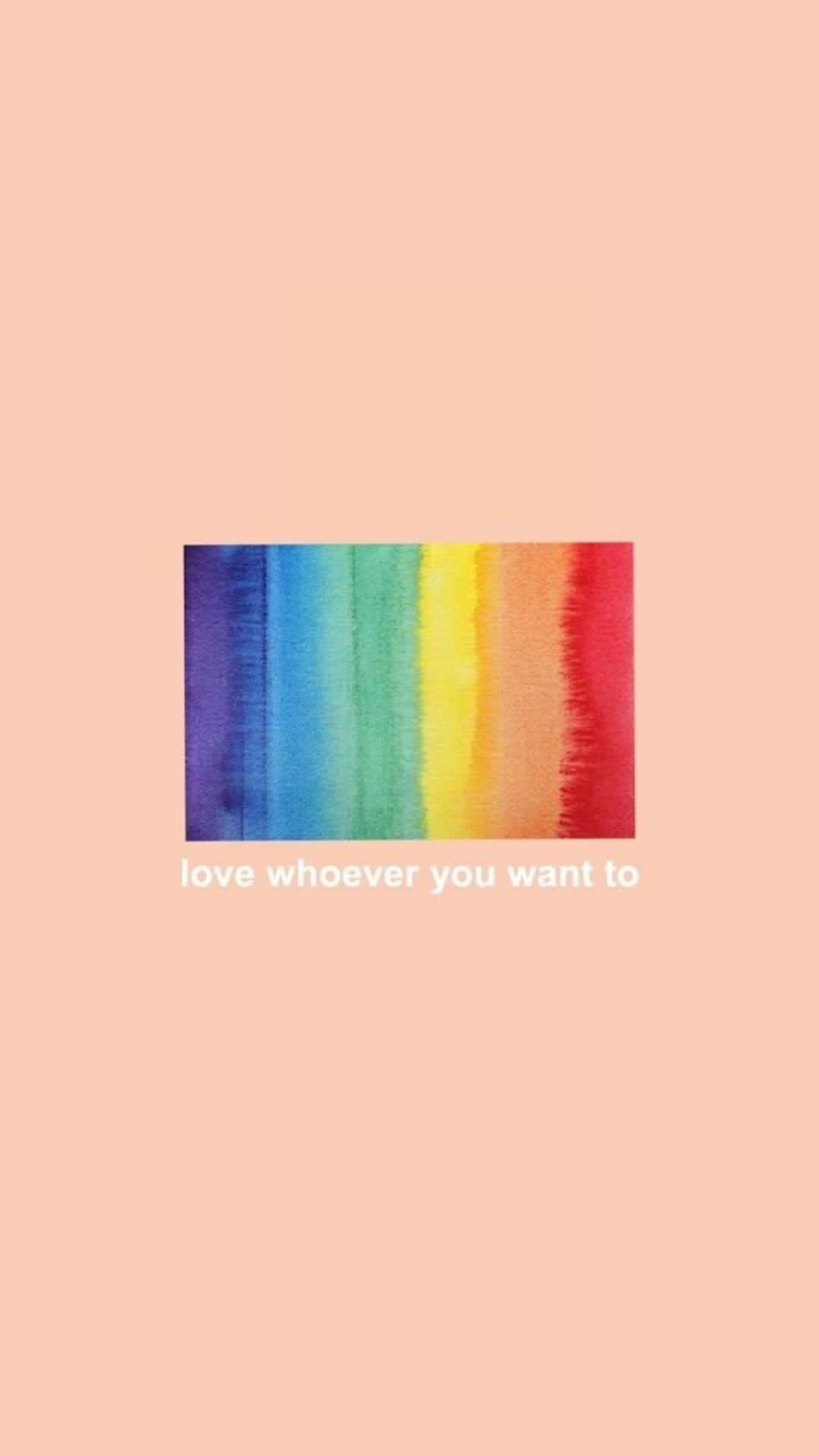 peach background, watercolor rainbow, love whoever you want to, Full HD Phone Wallpaper