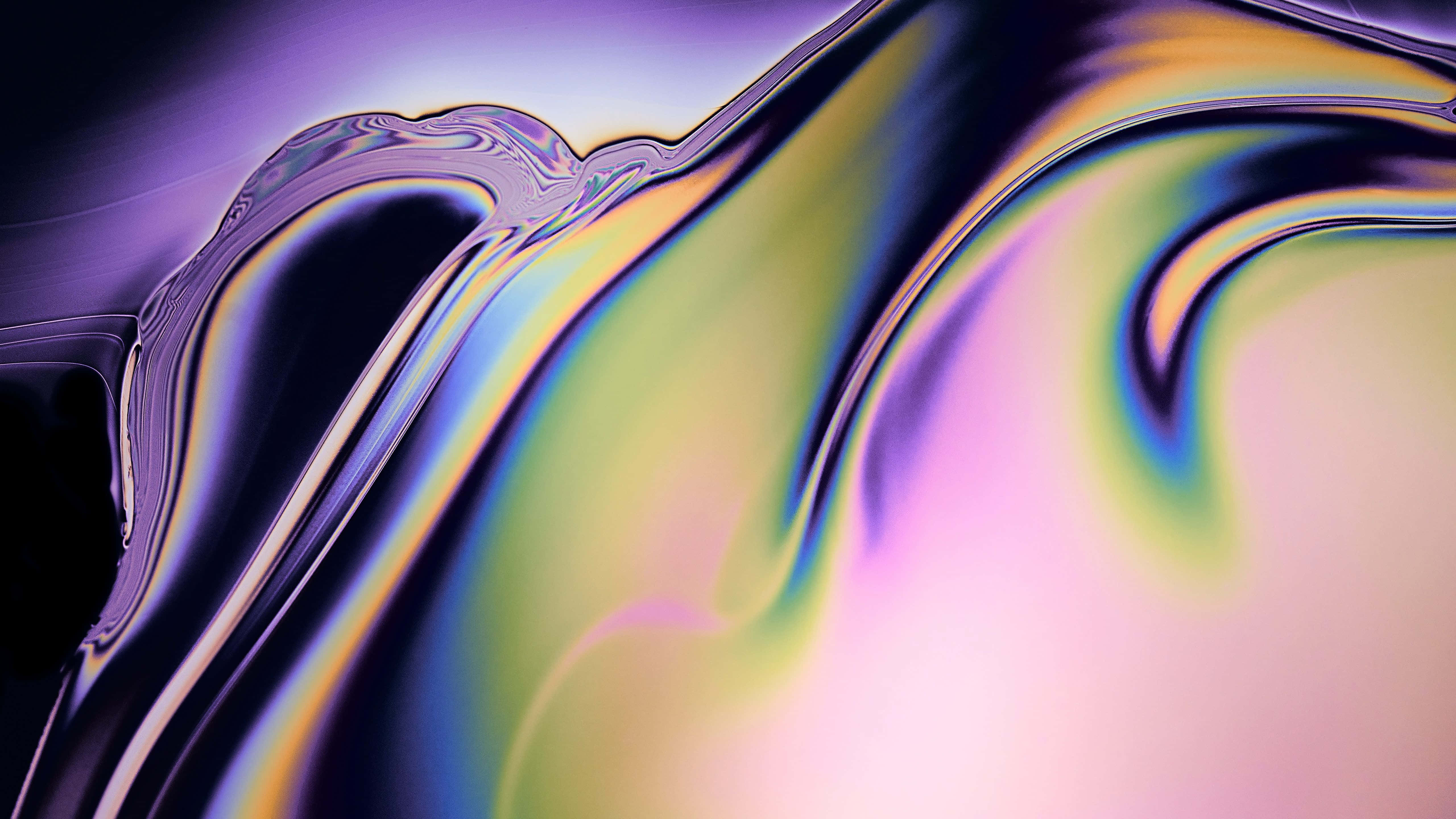 iMac Pro, workdesk, iridescent liquid, 5K Desktop Wallpaper
