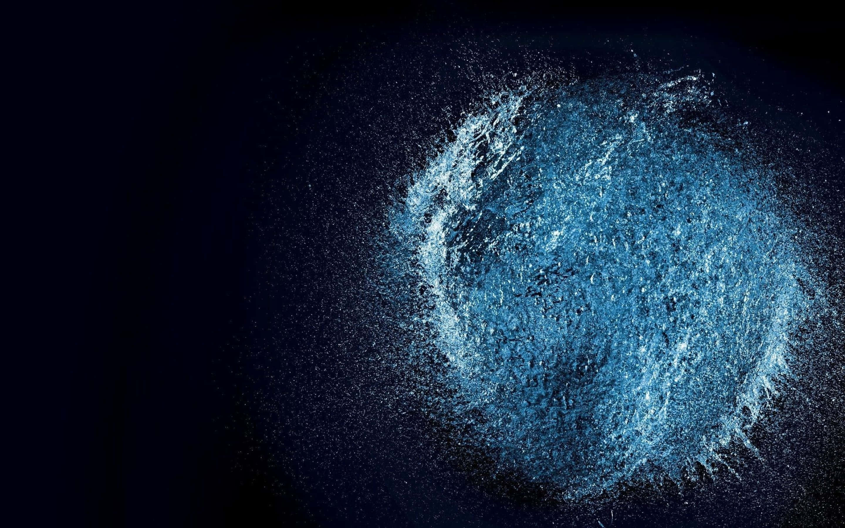 iMac Pro, blue water splash, deep black background, 2K Desktop Wallpaper
