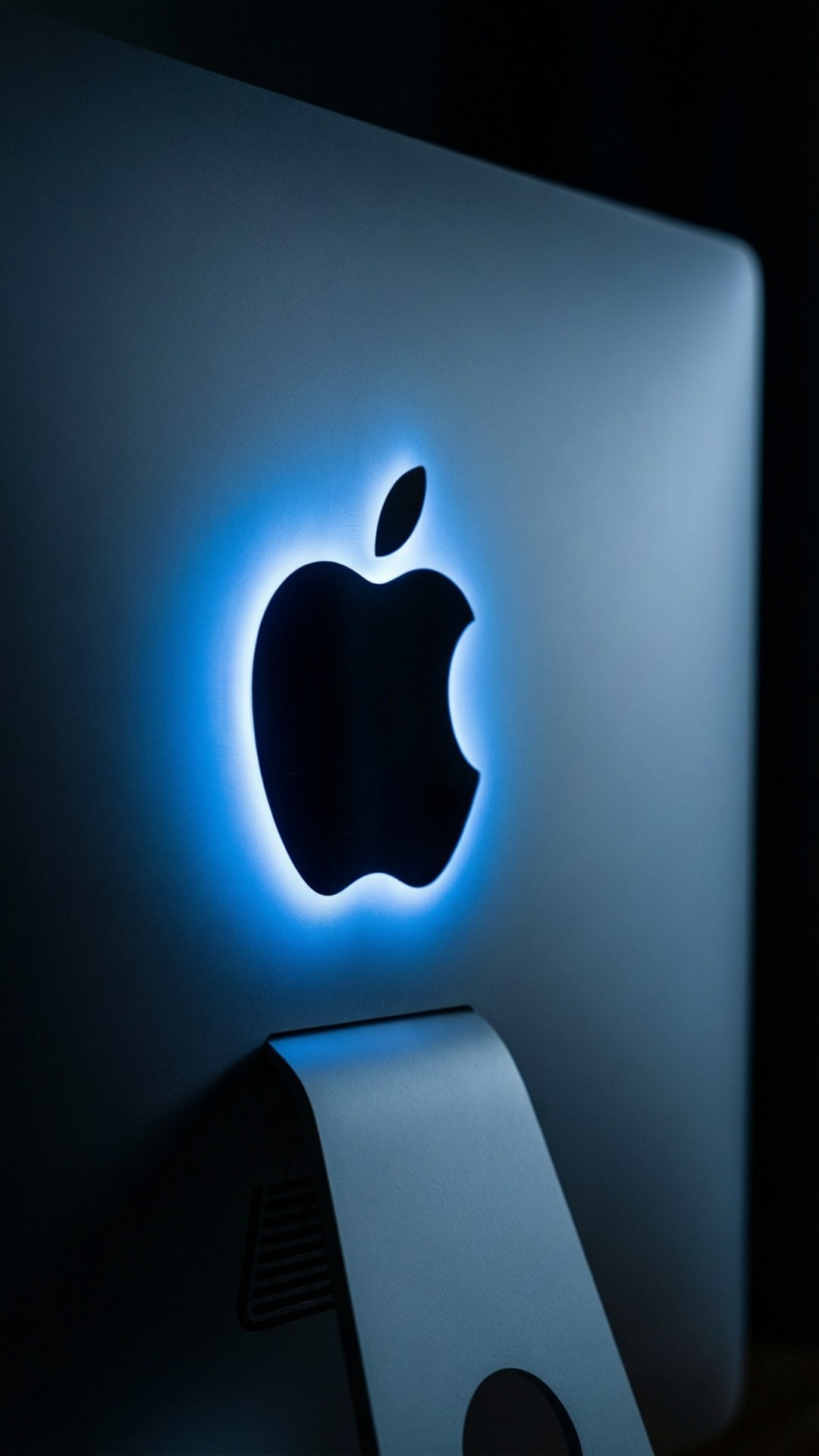 iMac Pro, glowing logo, dark mode, Full HD Phone Wallpaper