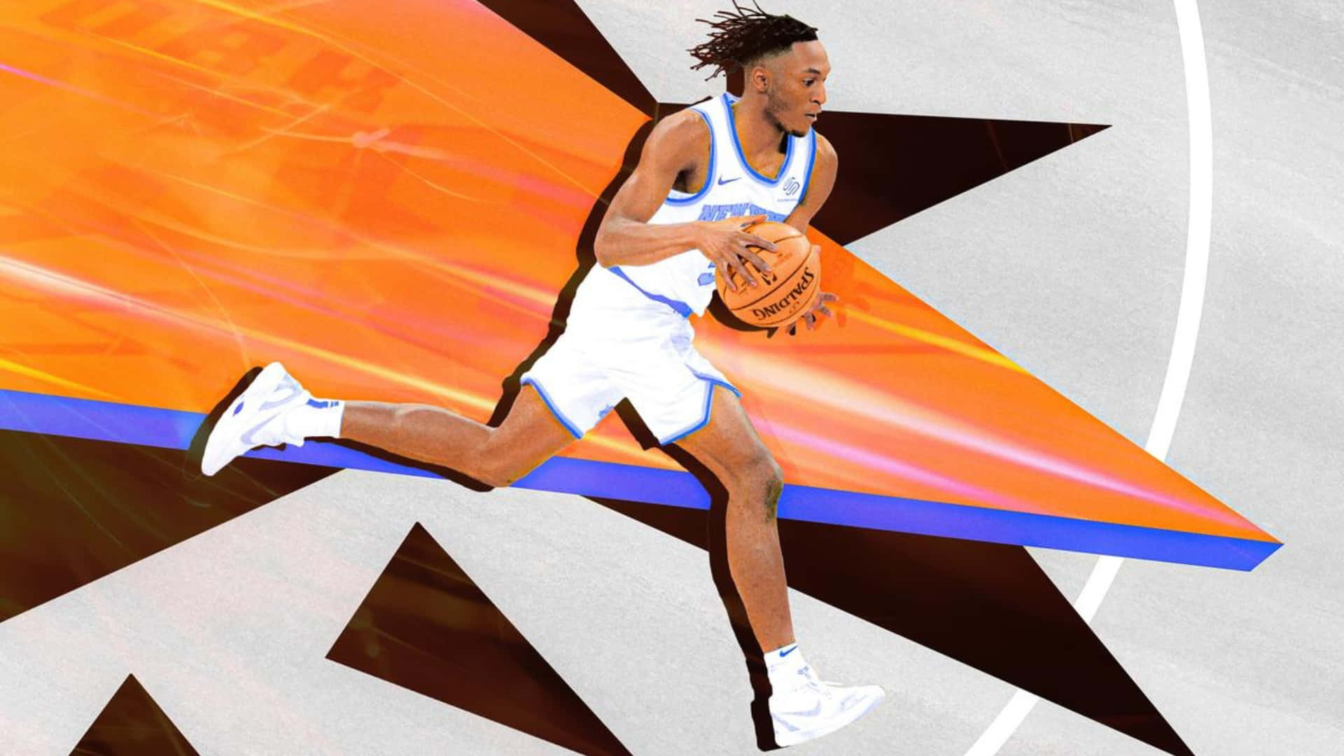Immanuel Quickley, dunking highlight, white uniform, Full HD Desktop Wallpaper