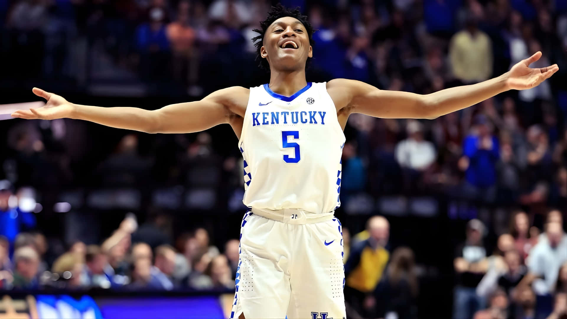 Immanuel Quickley, white Kentucky jersey, number 5, Full HD Desktop Wallpaper