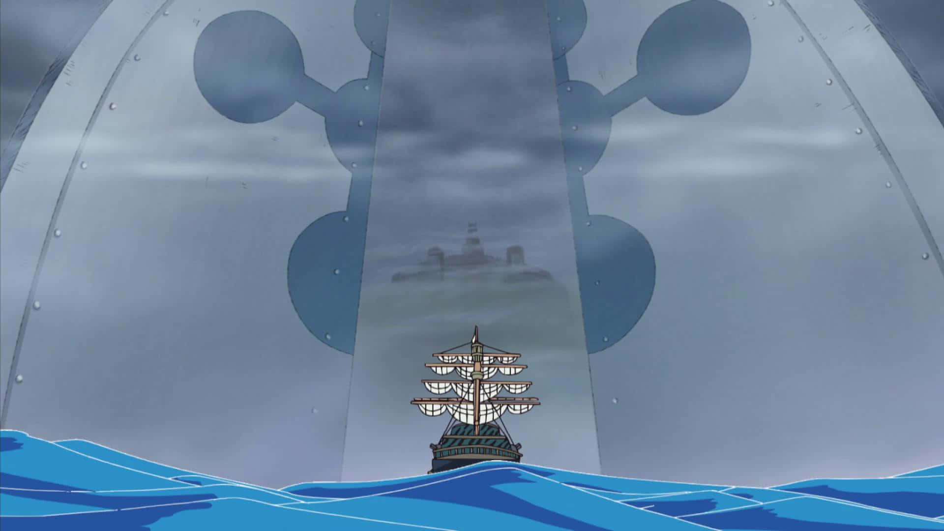 Impel Down, blue waves, massive metallic dome, Full HD Desktop Wallpaper