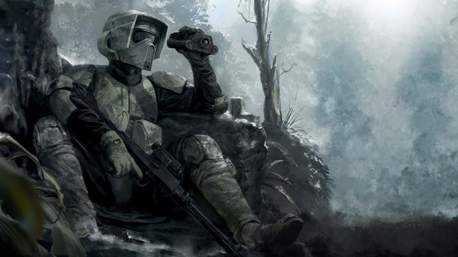 Imperial Army, camouflage gear, misty forest, Full HD Desktop Wallpaper