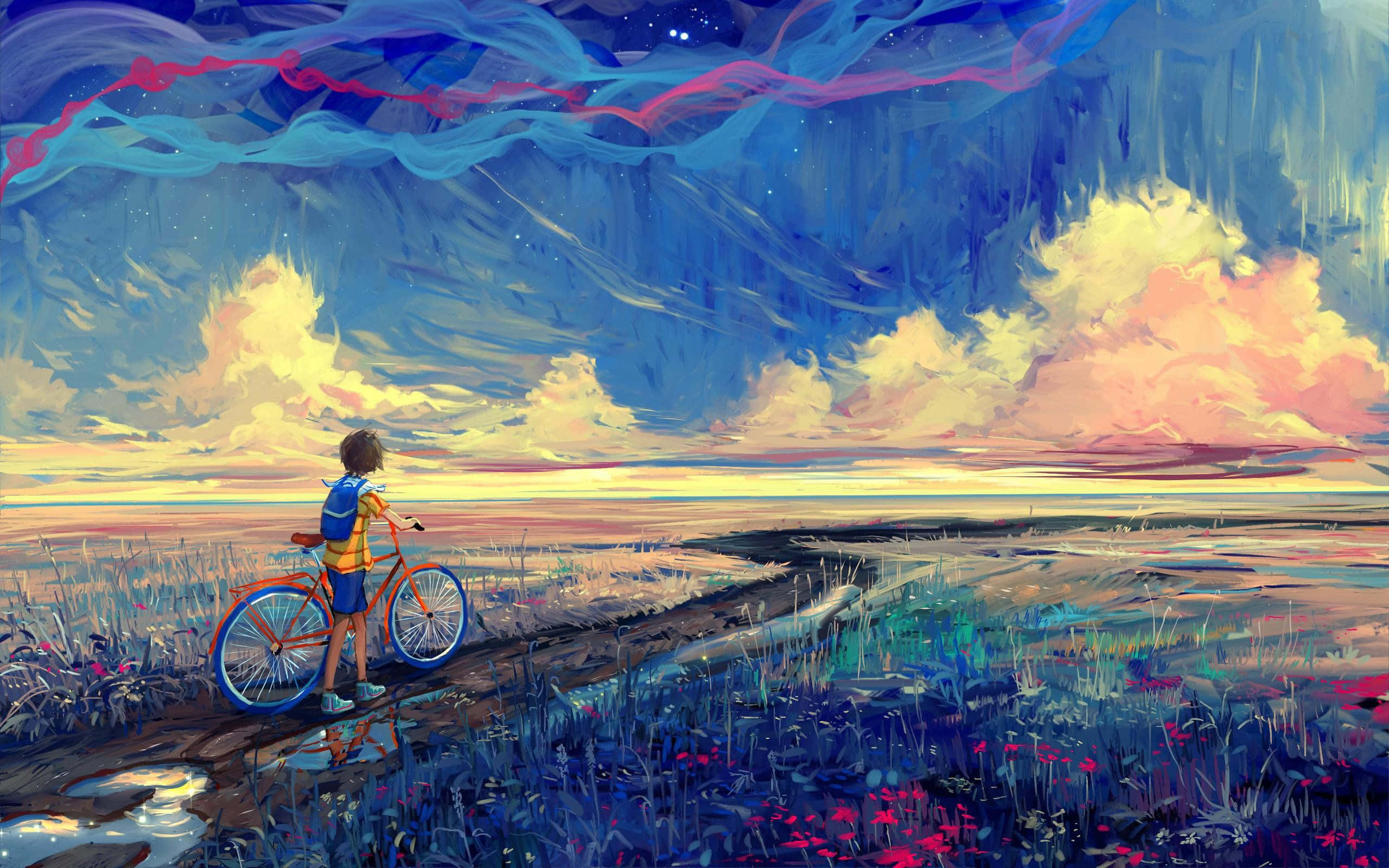 Impressionism, twilight, surreal sky, 2K Desktop Wallpaper