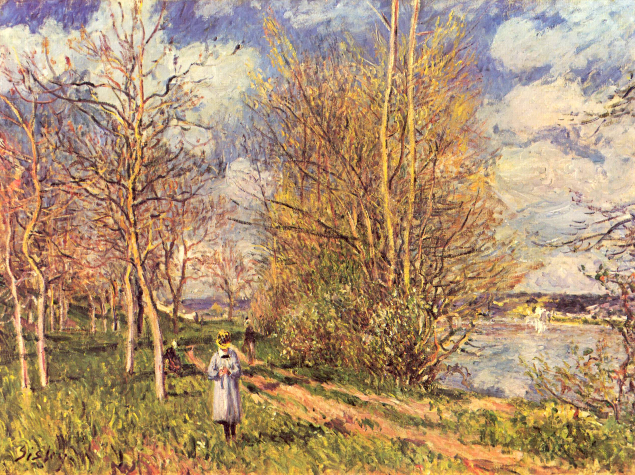 small meadows, spring, impressionist art, Full HD Desktop Wallpaper