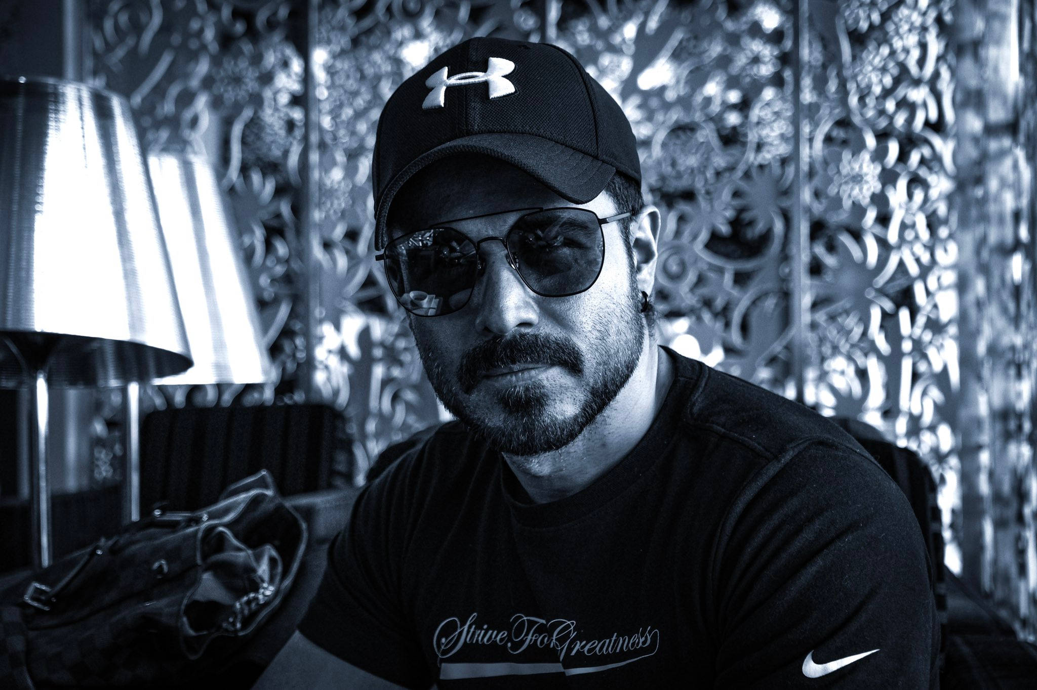Imran Hashmi, black and white, beard, Full HD Desktop Wallpaper