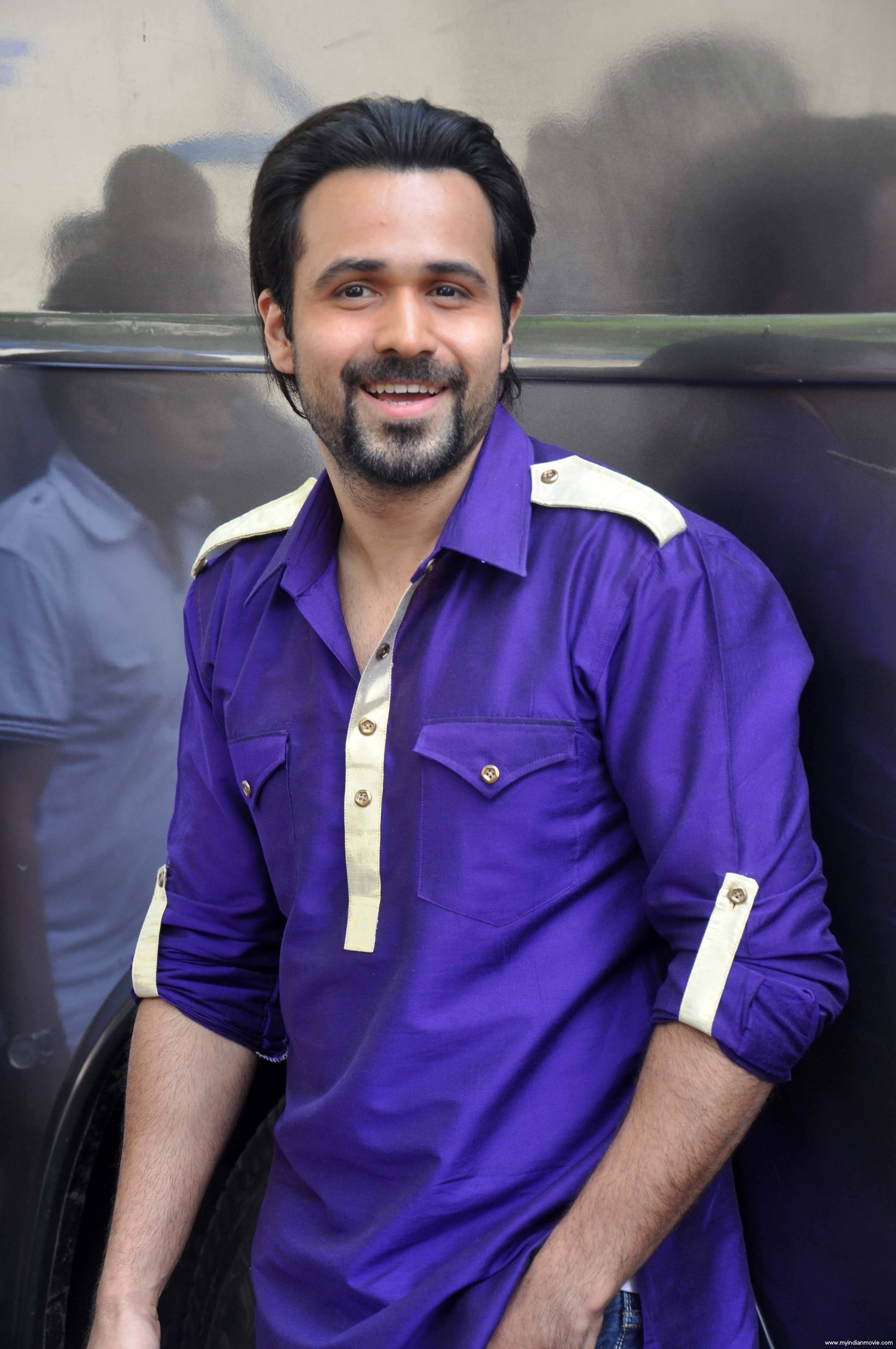 Imran Hashmi, smile, vibrant purple shirt, 4K Phone Wallpaper