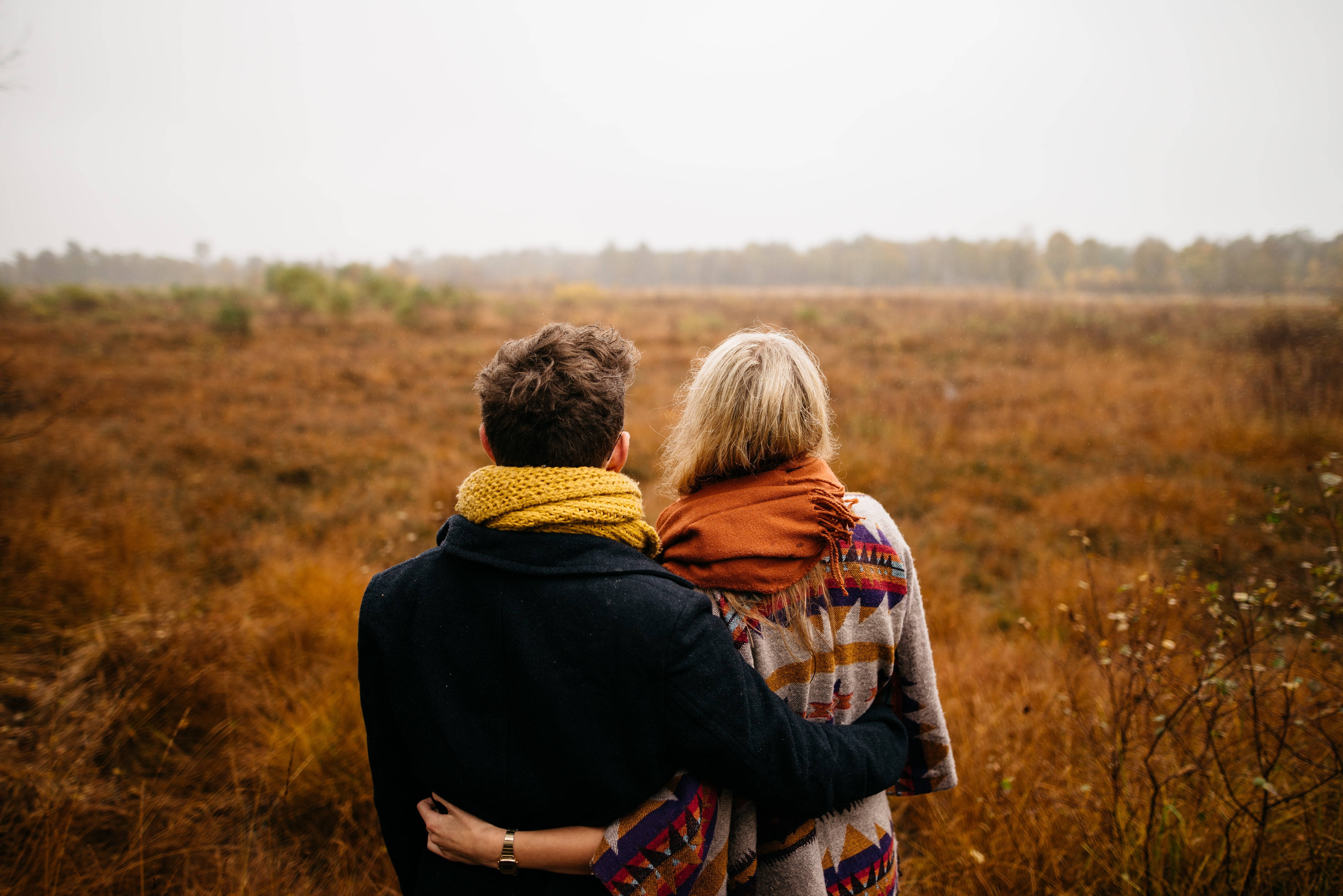 In Love Couples, grass field, autumn field, 4K Desktop Wallpaper