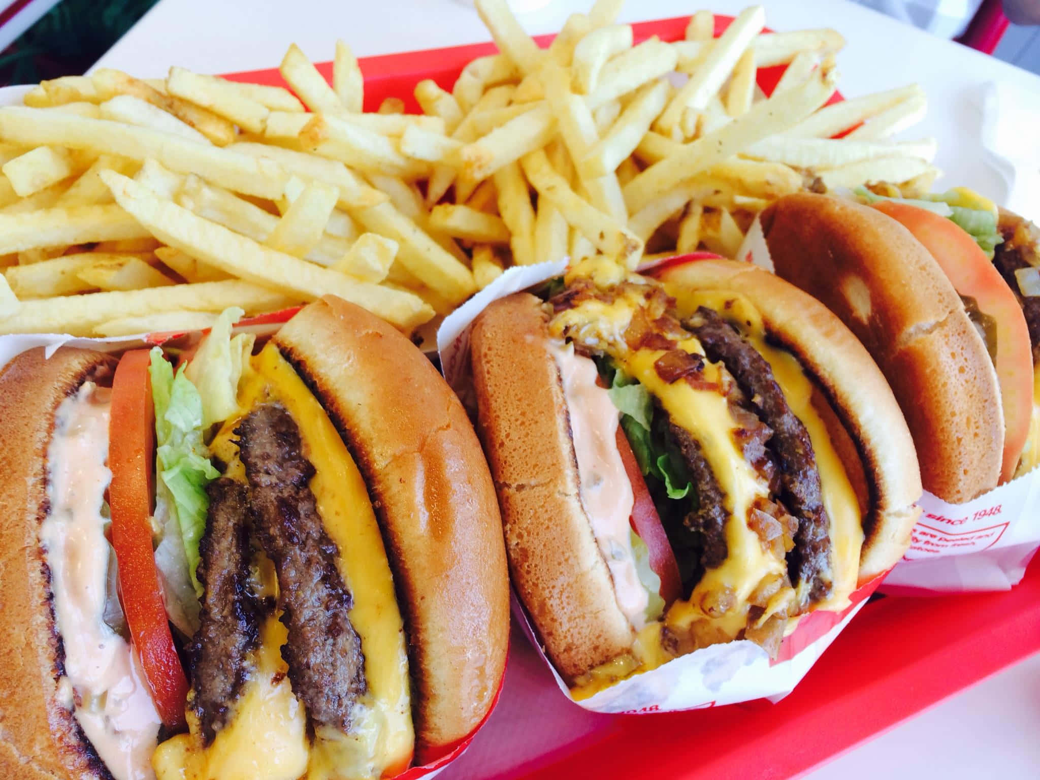 In N Out, cheeseburgers, bacon, Full HD Desktop Wallpaper