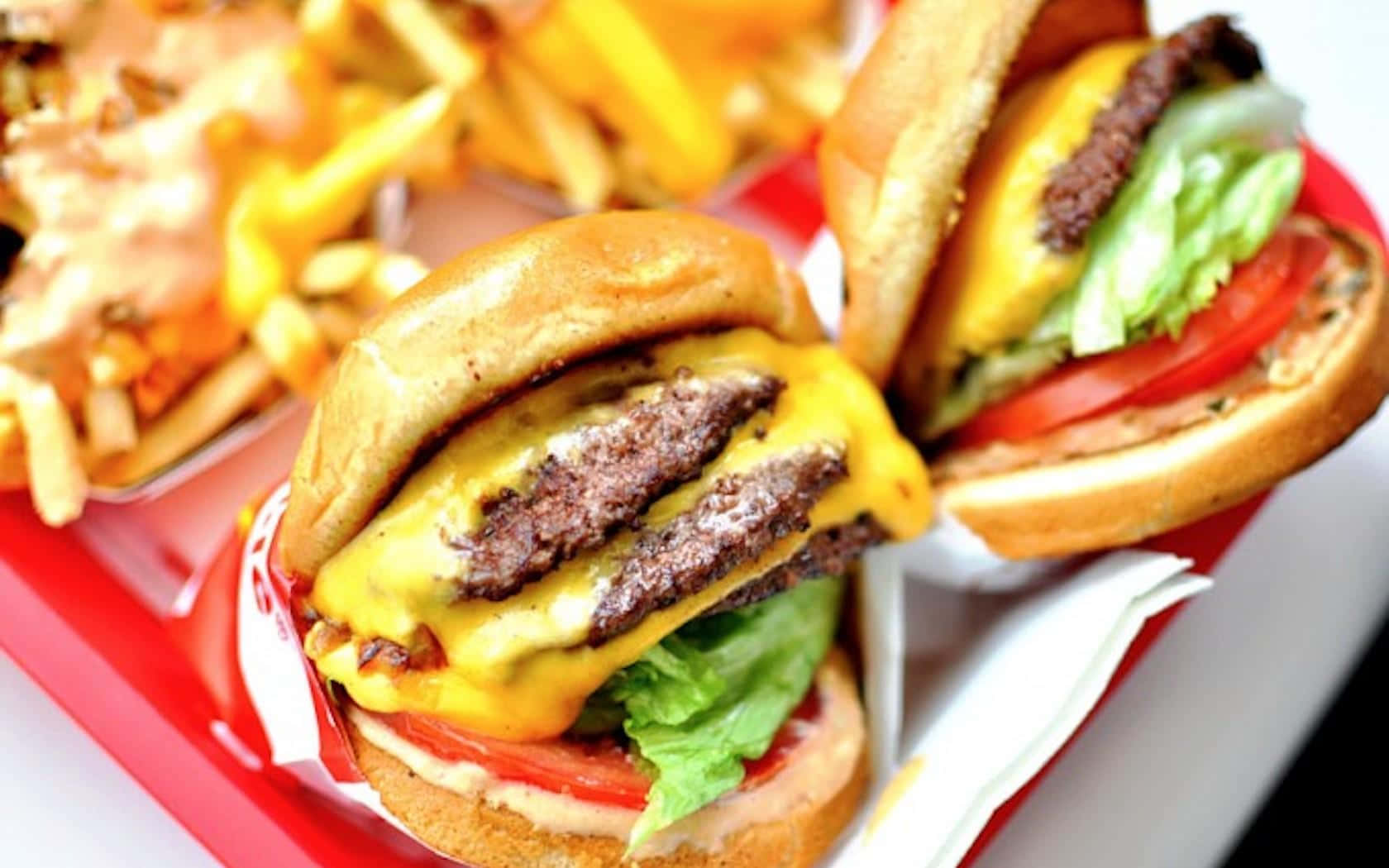 In N Out, double cheeseburger, melted cheese, HD Desktop Wallpaper