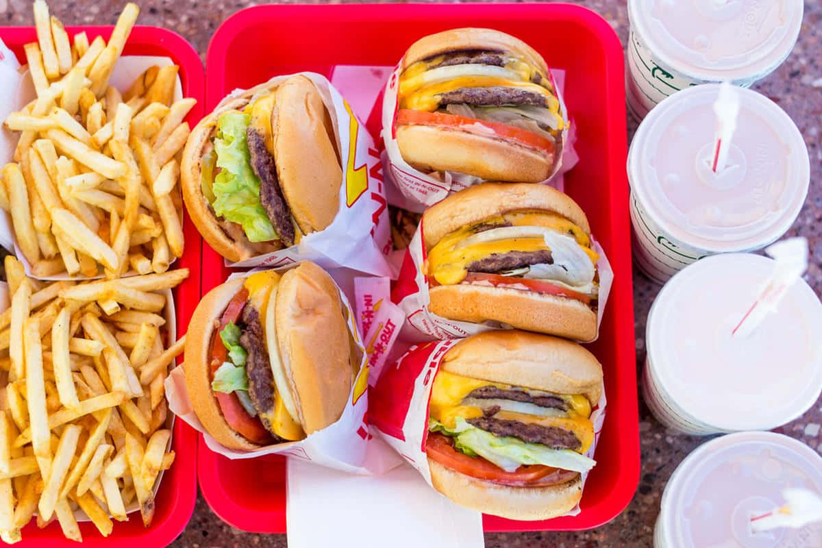 In N Out, cheeseburgers, fries, SD Desktop Wallpaper