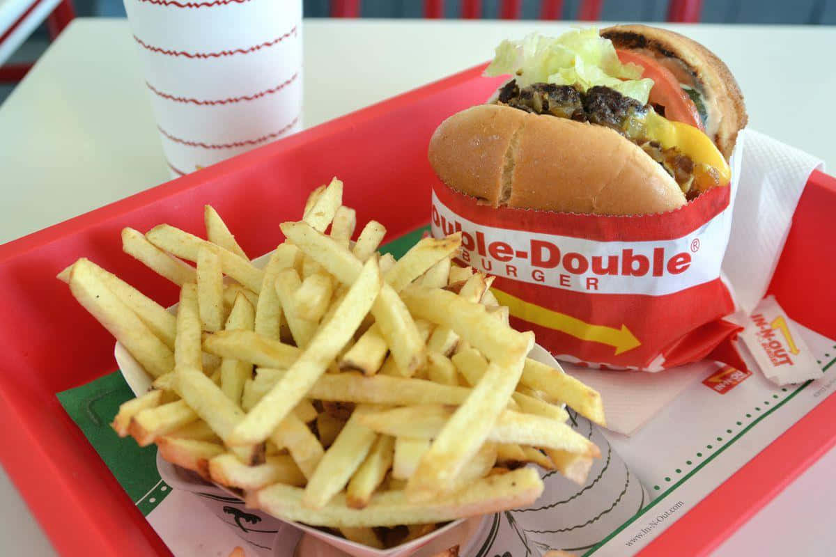 In N Out, double burger, lettuce tomato and cheese, SD Desktop Wallpaper