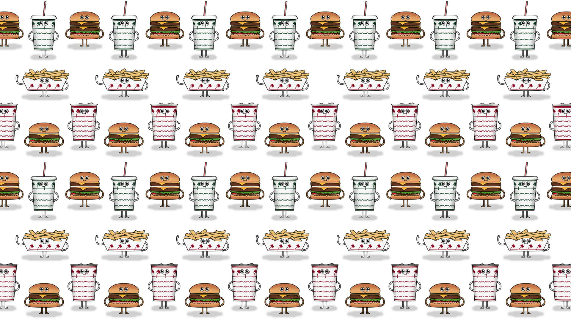 In N Out, cartoon characters, burgers, Full HD Desktop Wallpaper