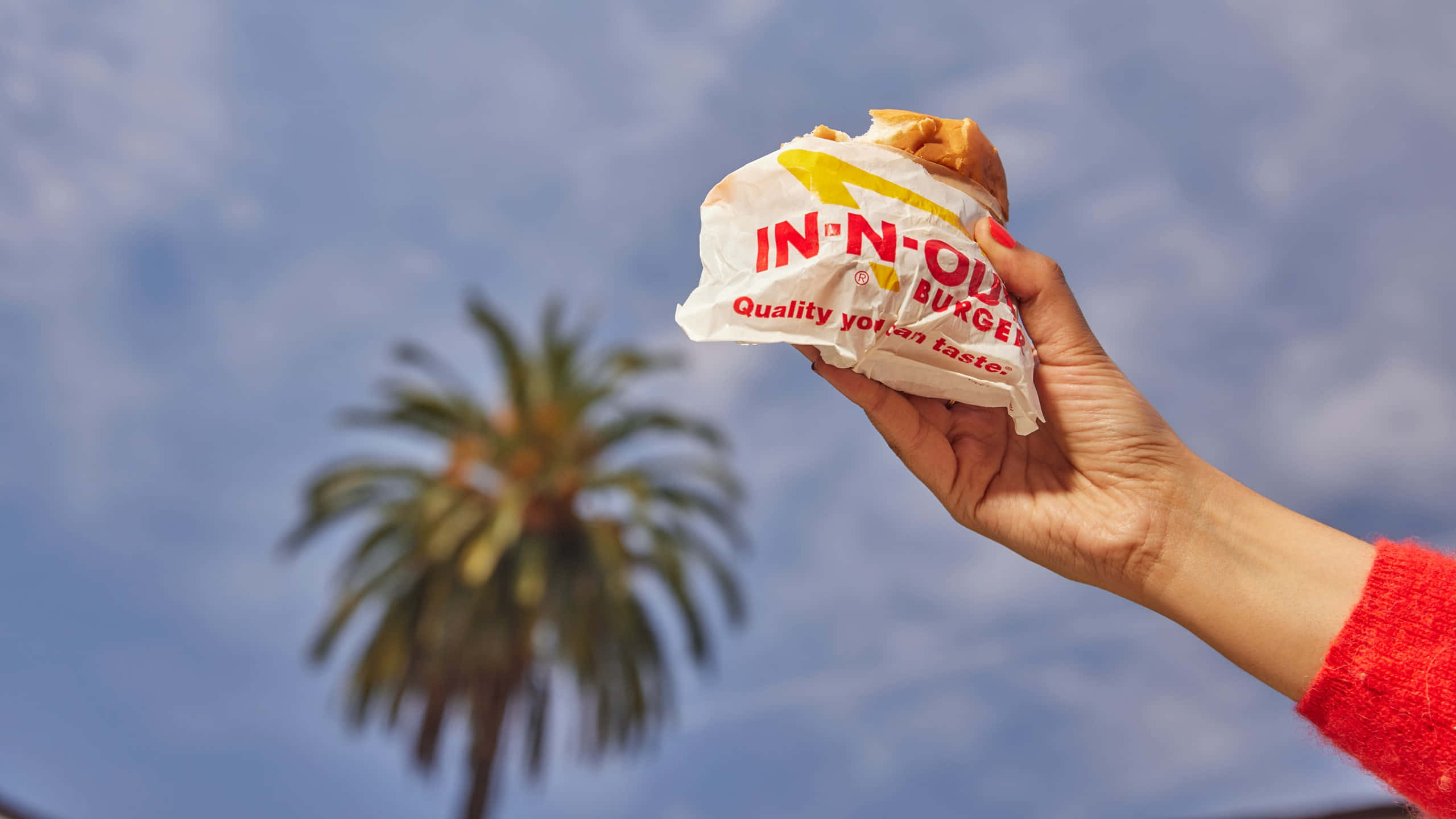 In-N-Out, burger, blue sky, 2K Desktop Wallpaper