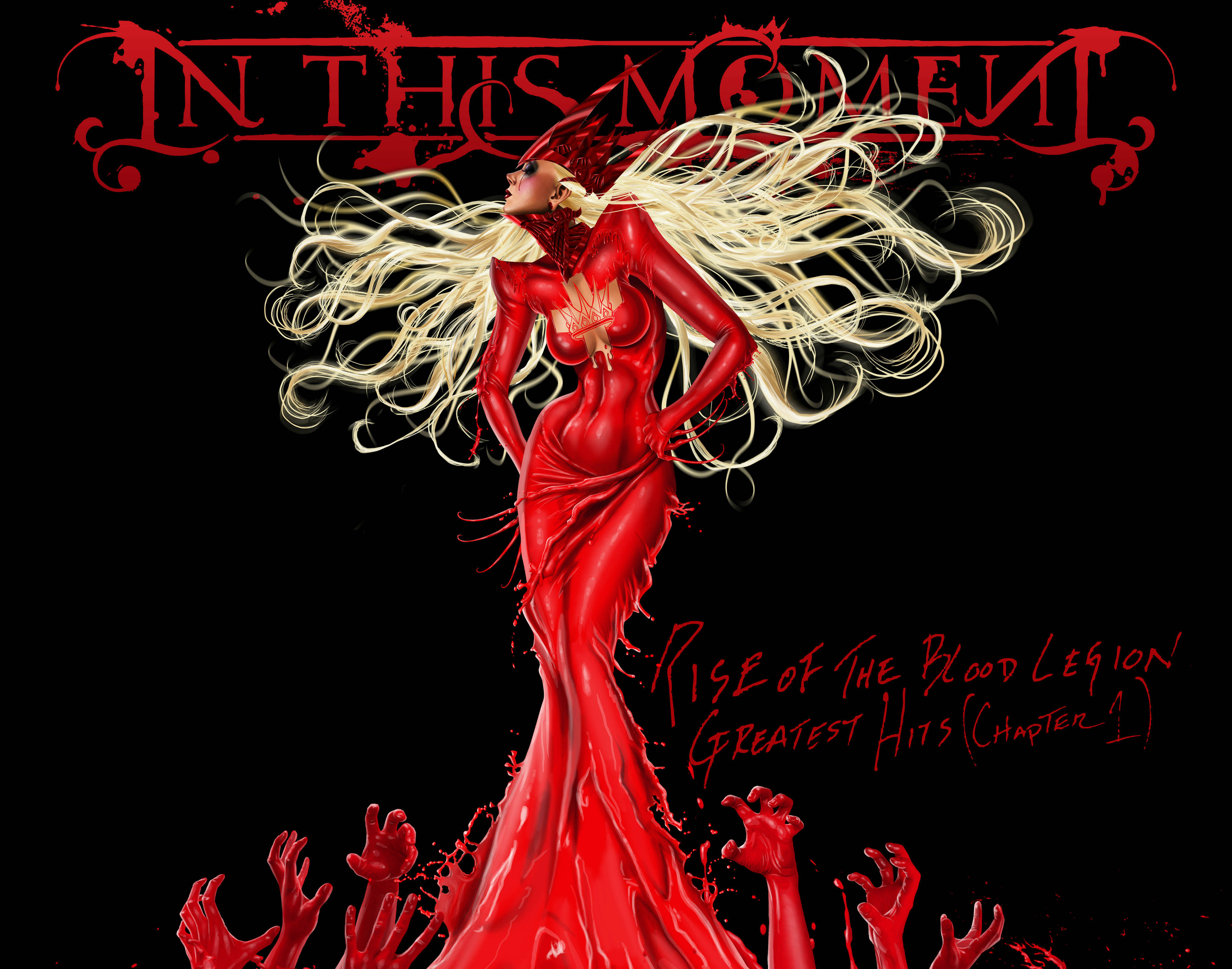 In This Moment, blood legion, red liquid figure, 4K Desktop Wallpaper