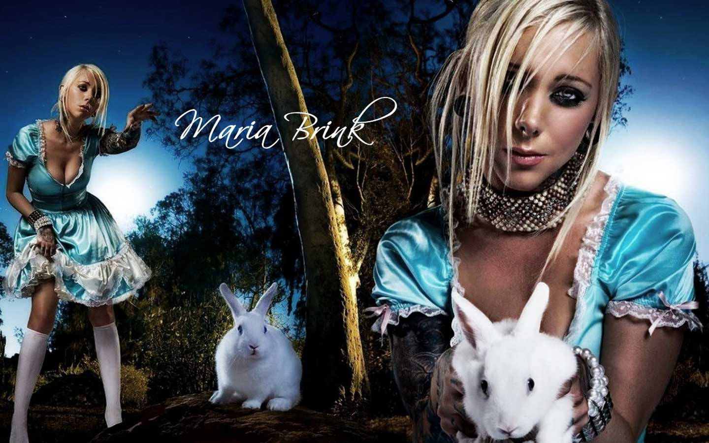 In This Moment, blue satin dress, white rabbit, HD Desktop Wallpaper
