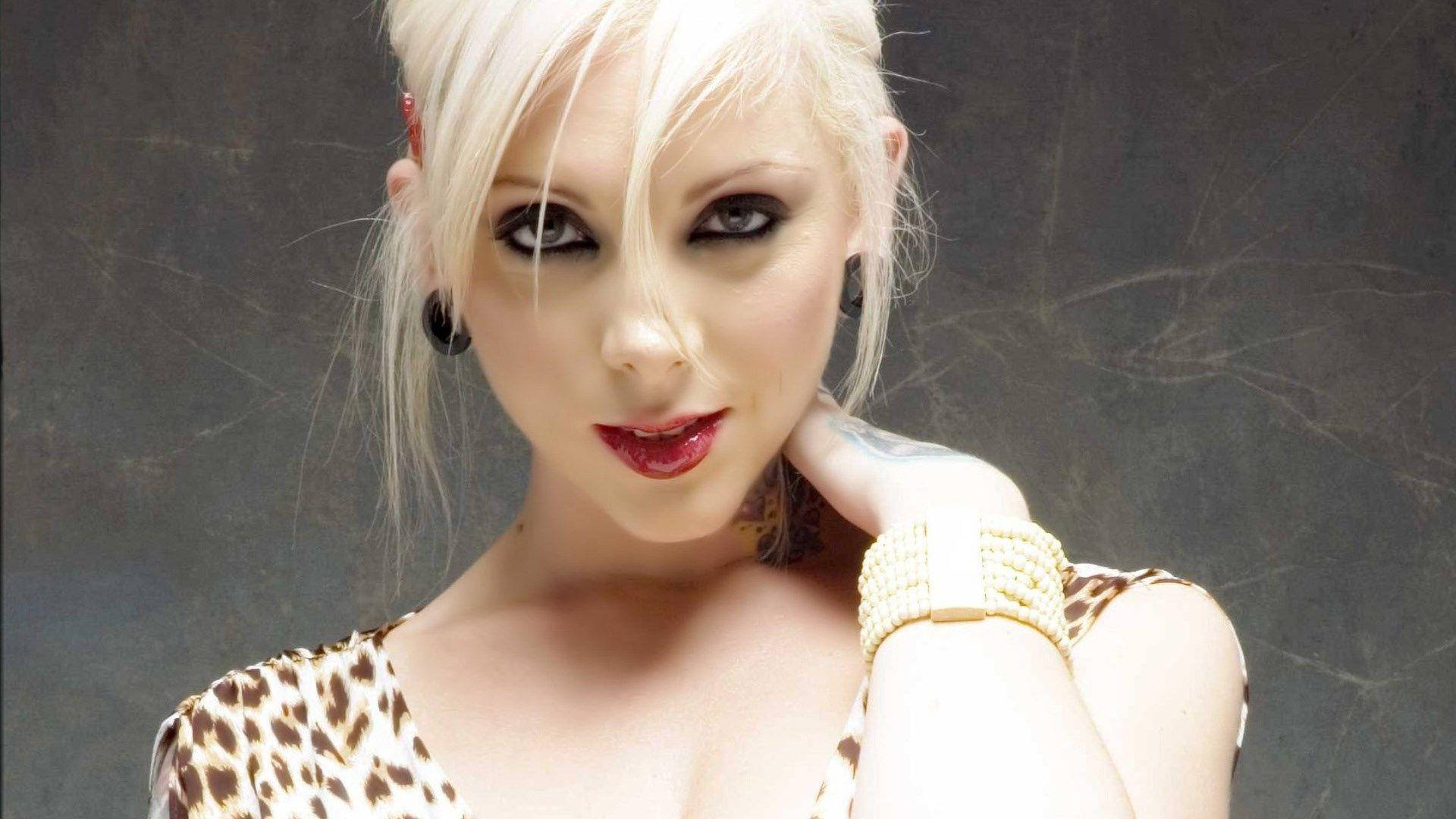 In This Moment, platinum blonde hair, bold makeup, Full HD Desktop Wallpaper